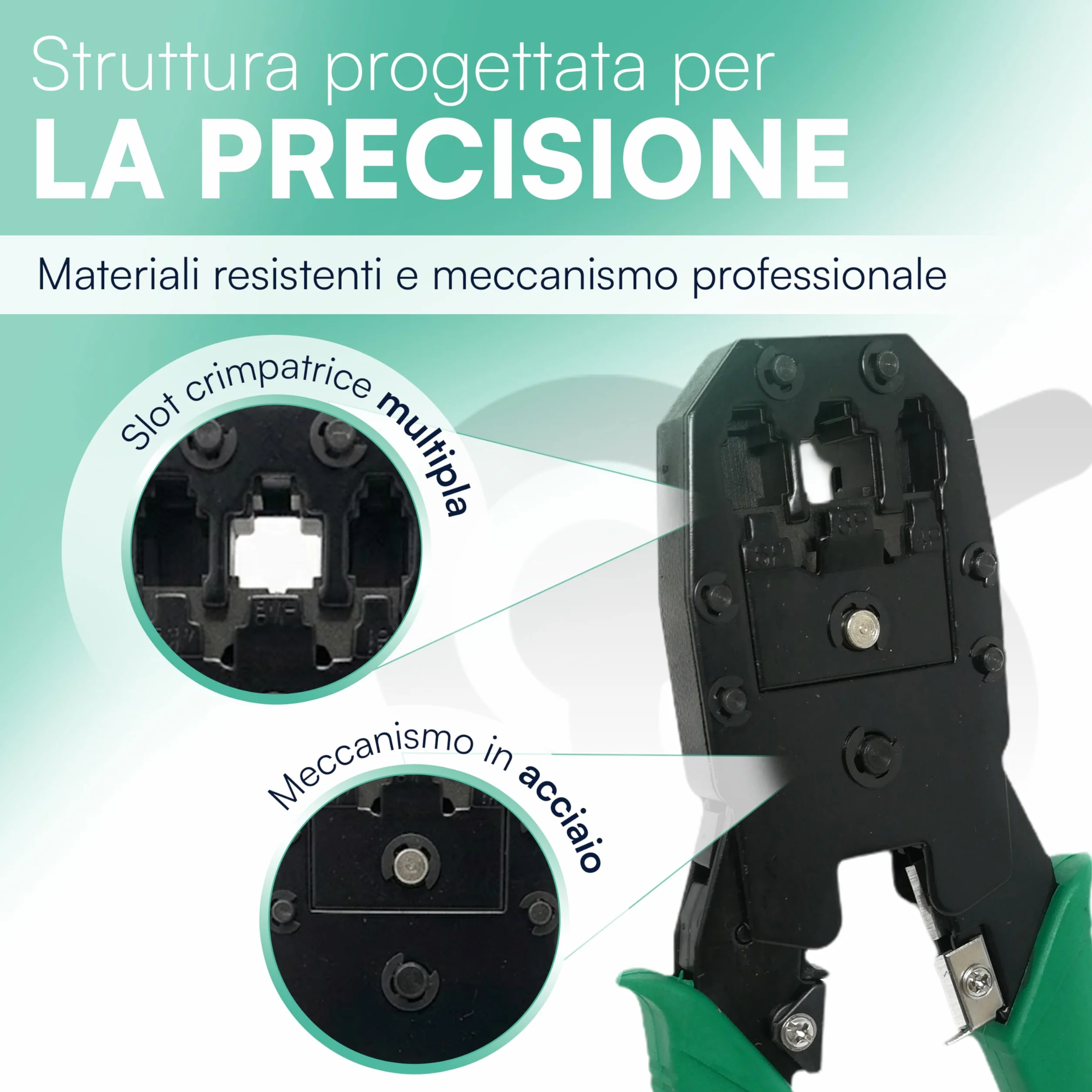 Tempo di Saldi Pinza Crimpatrice Rj45 RJ11 RJ12 Multifunzione 3-in-1 per Cavo di Rete Ethernet LAN, Strumento per Crimpare 4 6 8 Poli con Spellafili Incluso, Alta Precisione per Connettori Cat 6 e 5e