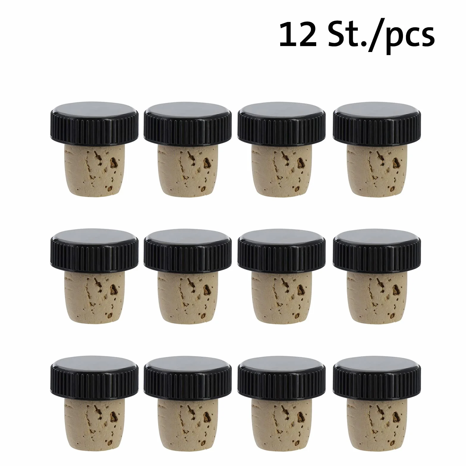 Westmark 12 tappi per bottiglie vino sughero naturale plastica marrone chiaro nero