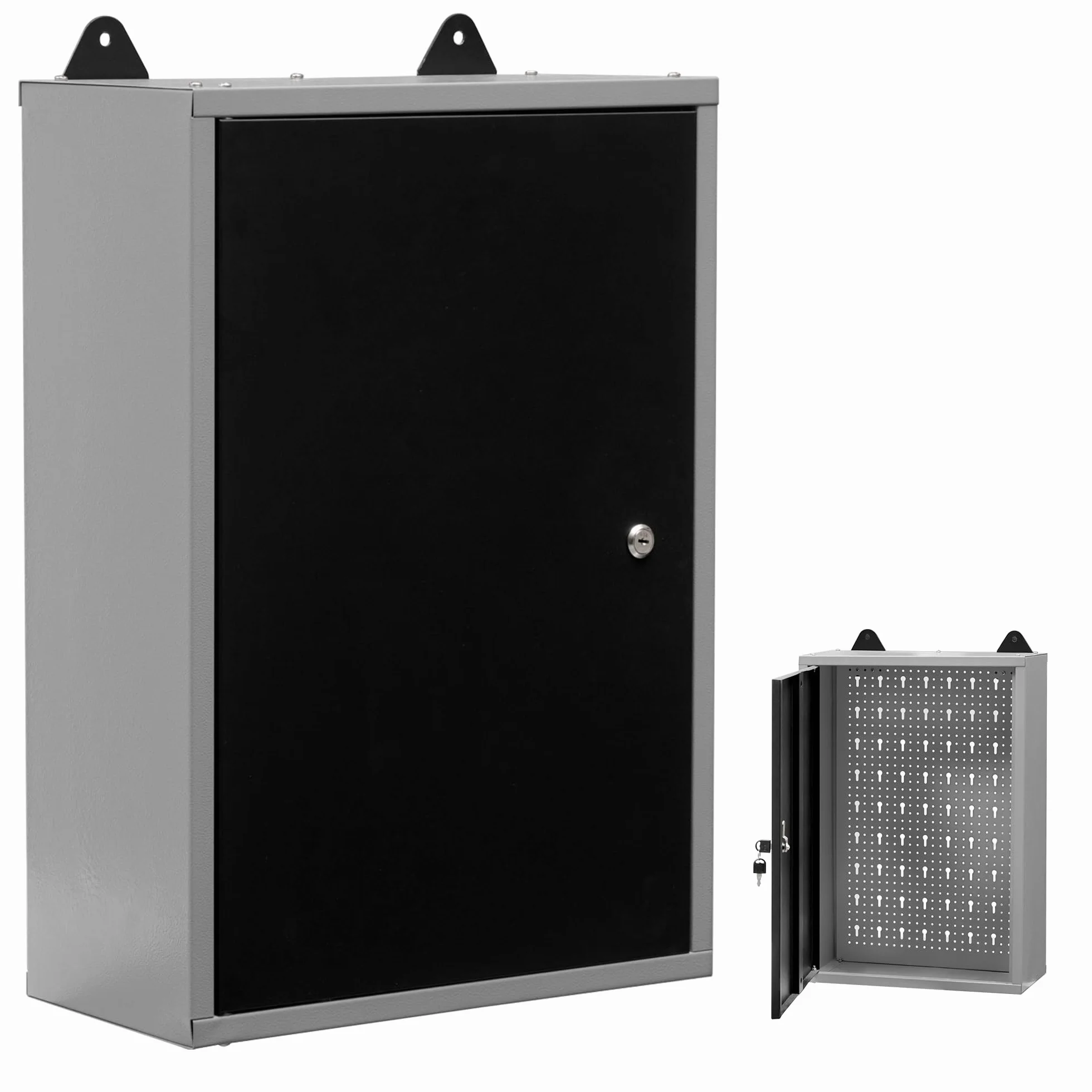 METALL MÖBELL WORKBENCH & TOOLS METALLMOBELL - Armadio Ferro | 60x40x20cm, con Ripiani e Serratura | Armadi da Ufficio, Mobile Ufficio, Armadietto Spogliatoio, Armadio Due Ante - MB01G