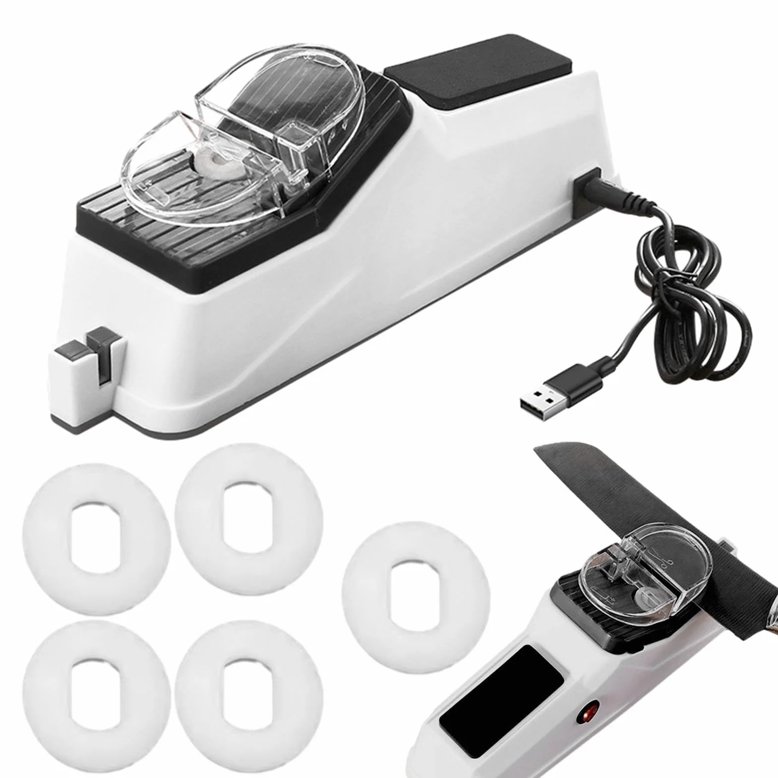 Affilacoltelli |. Affilacoltelli automatico multifunzionale, utensili da cucina Affilacoltelli elettrico per affilare e lucidare 5 secondi con copertura protettiva aiuta a mantenere gli utensili da