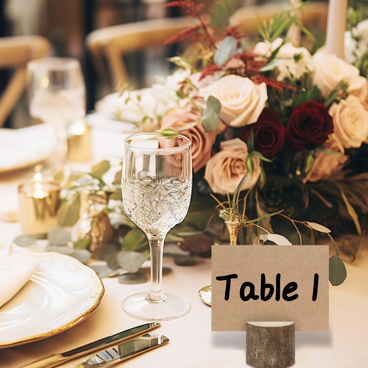Portacarte in Legno 40 Pezzi Segnaposto con Cartone per Matrimonio Ristorante Festa