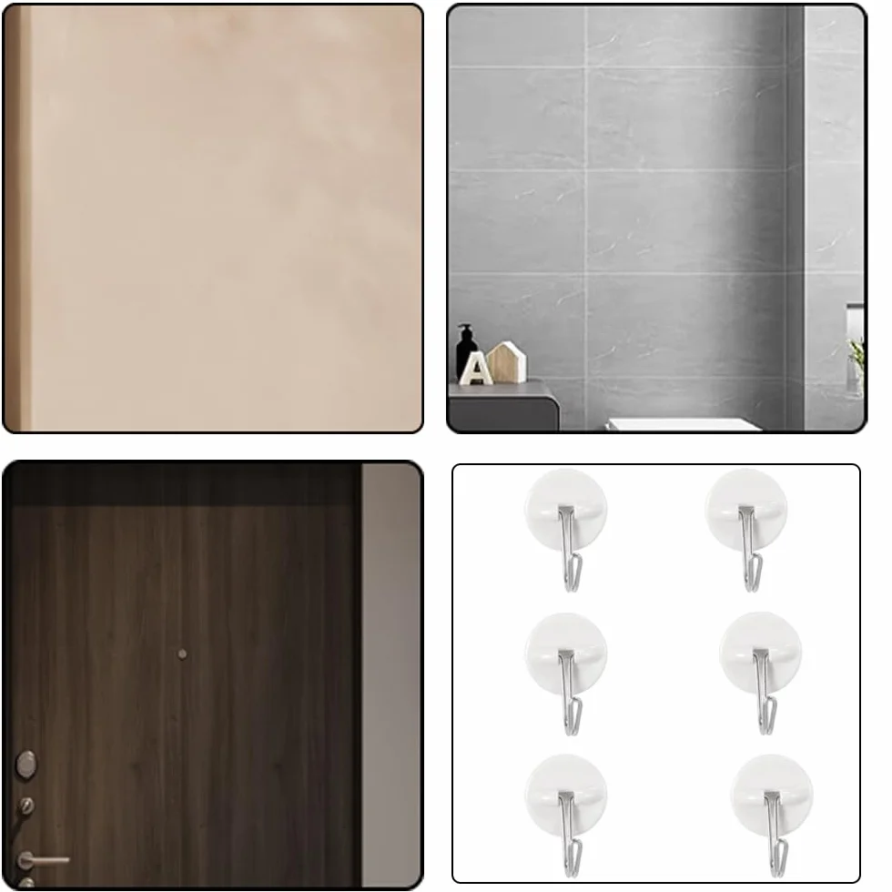 Aeuezxx Ganci Adesivi, 6 Pezzi Gancio Autoadesivo, Gancio Adesivo a Parete, Gancio per Asciugamani, Gancio Multiuso, per Bagno, Cucina, Parete, Porta