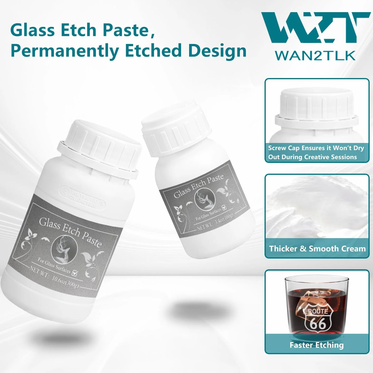 Glass Etching Kit, 300 g, crema per vetro, per accessori fai da te, per creare bellissimi disegni sulle superfici
