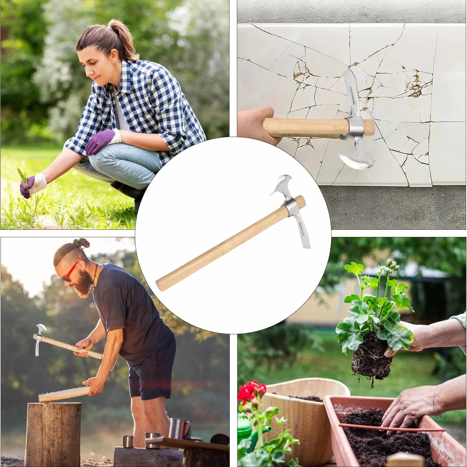 Zappa per scavare, piccone da giardino, piccone da giardino, con lama larga, strumento a mano efficiente, 41 cm