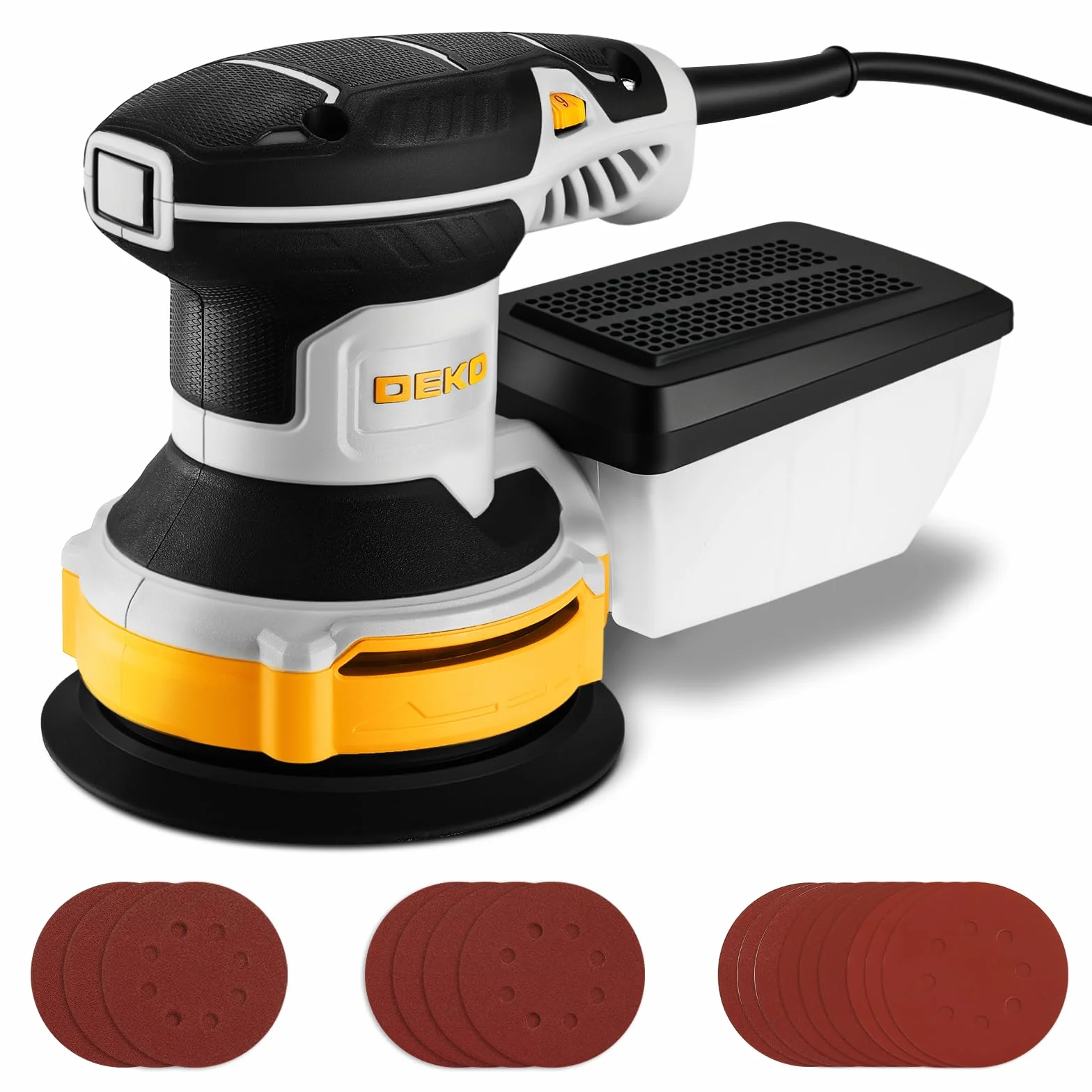 DEKOPRO Levigatrice Orbitale 300W 6 Velocità 14000RPM 125mm