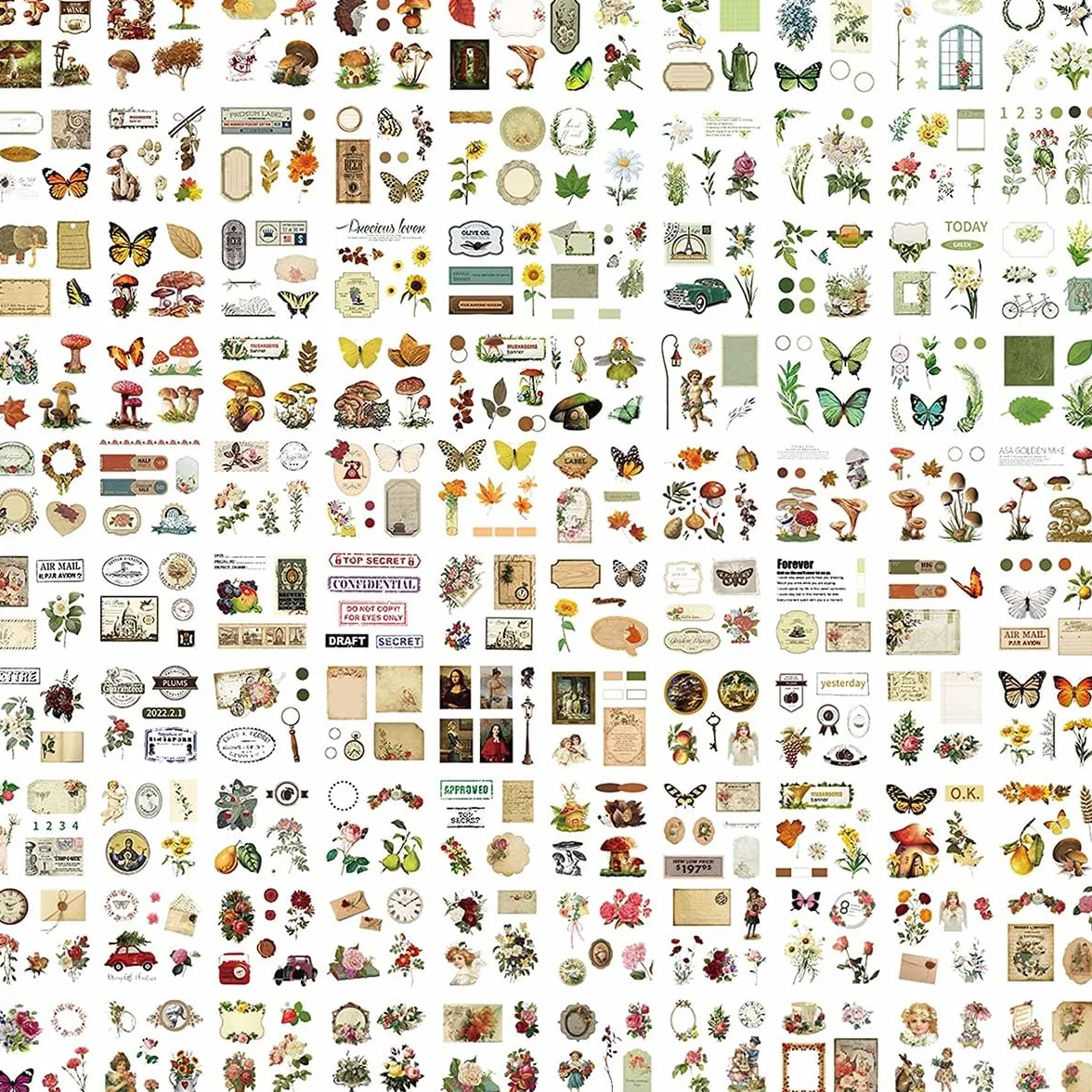 510 Pz/100 Fogli Adesivi per Scrapbooking Stickers，Stickers Bullet Journal丨Scrapbooking Adesivi Stickers Scrapbooking Per Junk Journal Adesivi，Scrapbook Journaling，Bullet Journal Fai da Te ecc