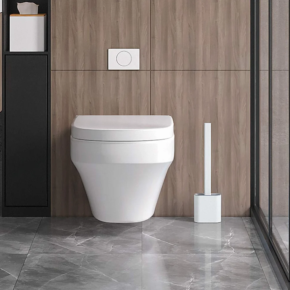 Ibergrif M34151-3 Scopino e Supporto per Toilette Spazzola WC Bagno Silicone Bianca