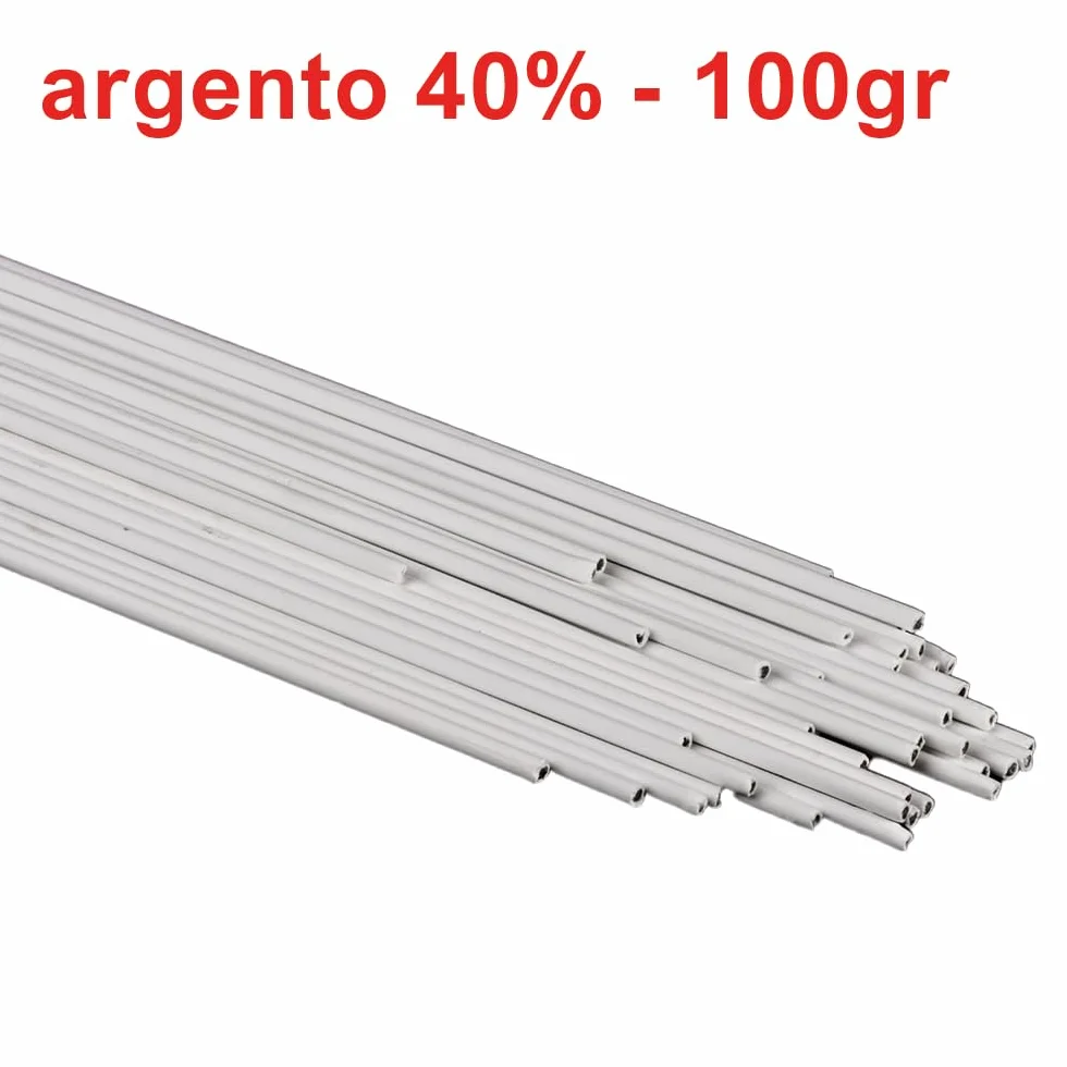3S SuperSamaStore Ag40Sn Bacchette Lega per Brasatura, Argento 40%, Senza Cadmio, Bastoncini per Saldobrasatura su Rame/Acciaio/Ottone/Bronzo, Alta Capillarità e Tenuta, Ø 2 × 500 mm, 100g