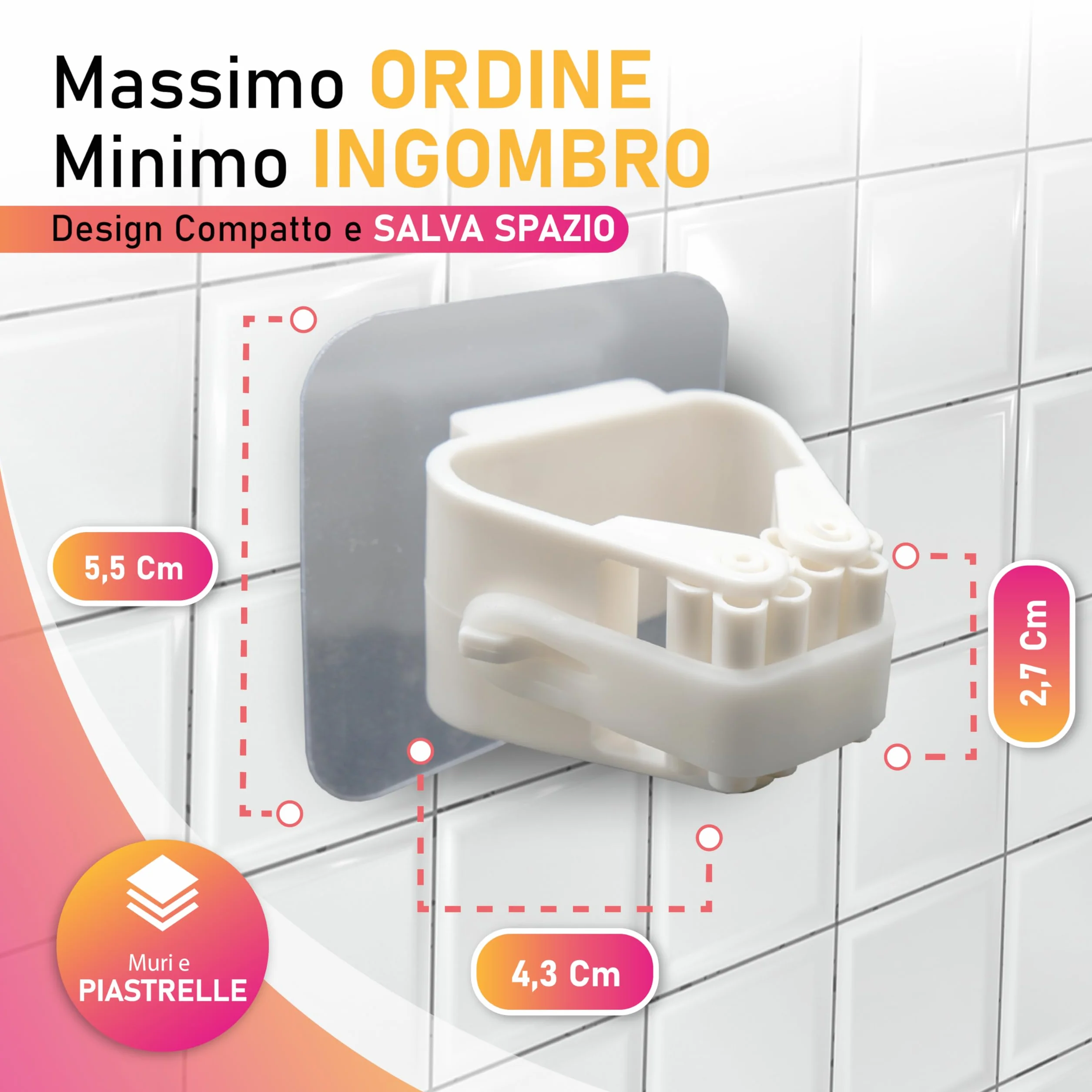 Generico Porta Scopa Adesivo Ultra Resistente da Parete (Set 4) – Ganci Senza Fori per Scope e Mop – Supporto Porta Scope Cucina, Bagno e Garage – Impermeabile, Antiscivolo con Fissaggio Forte