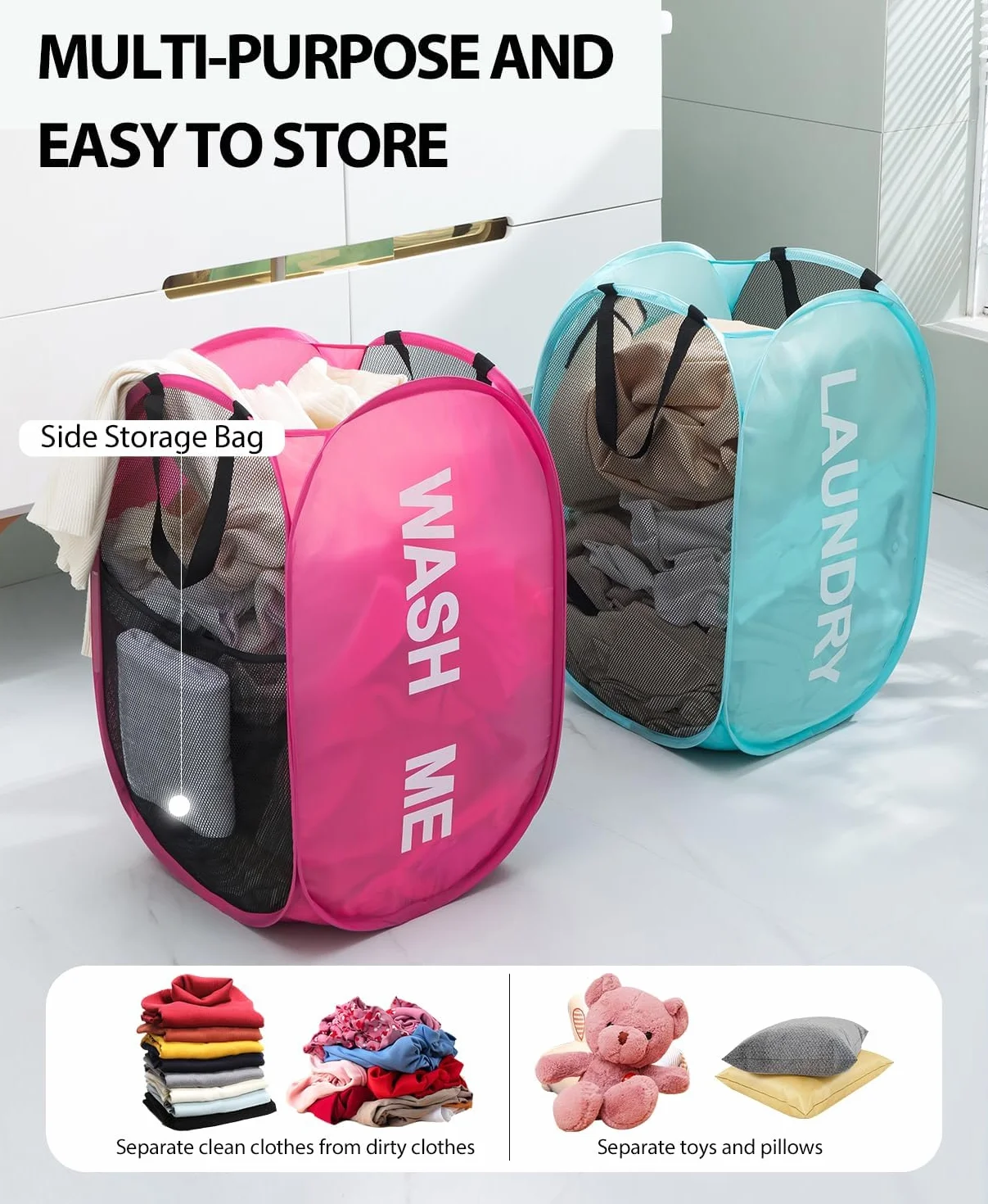 Porta Panni Sporchi,Portabiancheria Sporca Salvaspazio,Laundry Basket,Cesto Panni Sporchi Salvaspazio Per Bagno, Camera Da Letto, Lavanderia, Camera Dei Bambini, Hotel e Viaggi,Nero