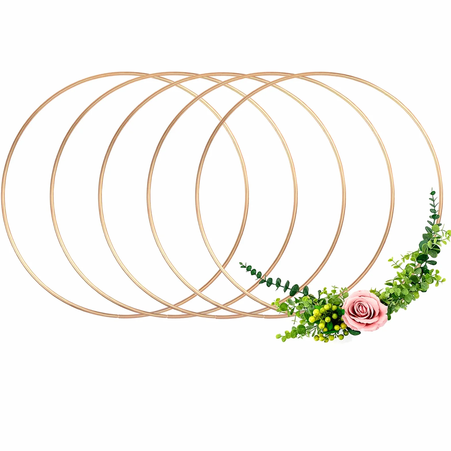 Anvin 5 anelli in metallo 15 cm cerchi acciaio macramè anelli rotondi acchiappasogni oro rosa