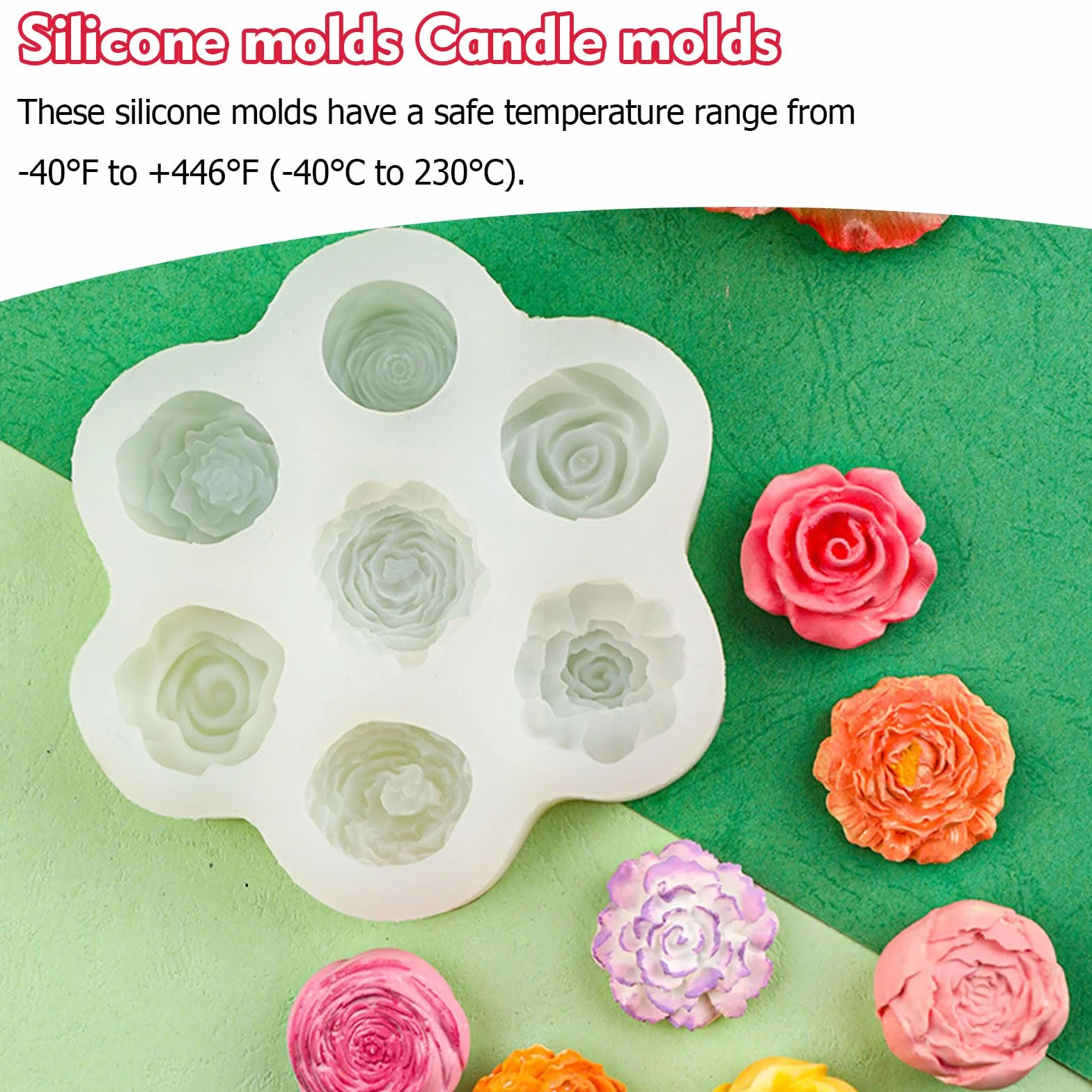2 Pezzi Stampi per Candele Fiori, Succulenta + Rosa, Stampo in Silicone 3D per Candele, per Torte, Cioccolato, Fondente, Aromaterapia e Creazione di Candele