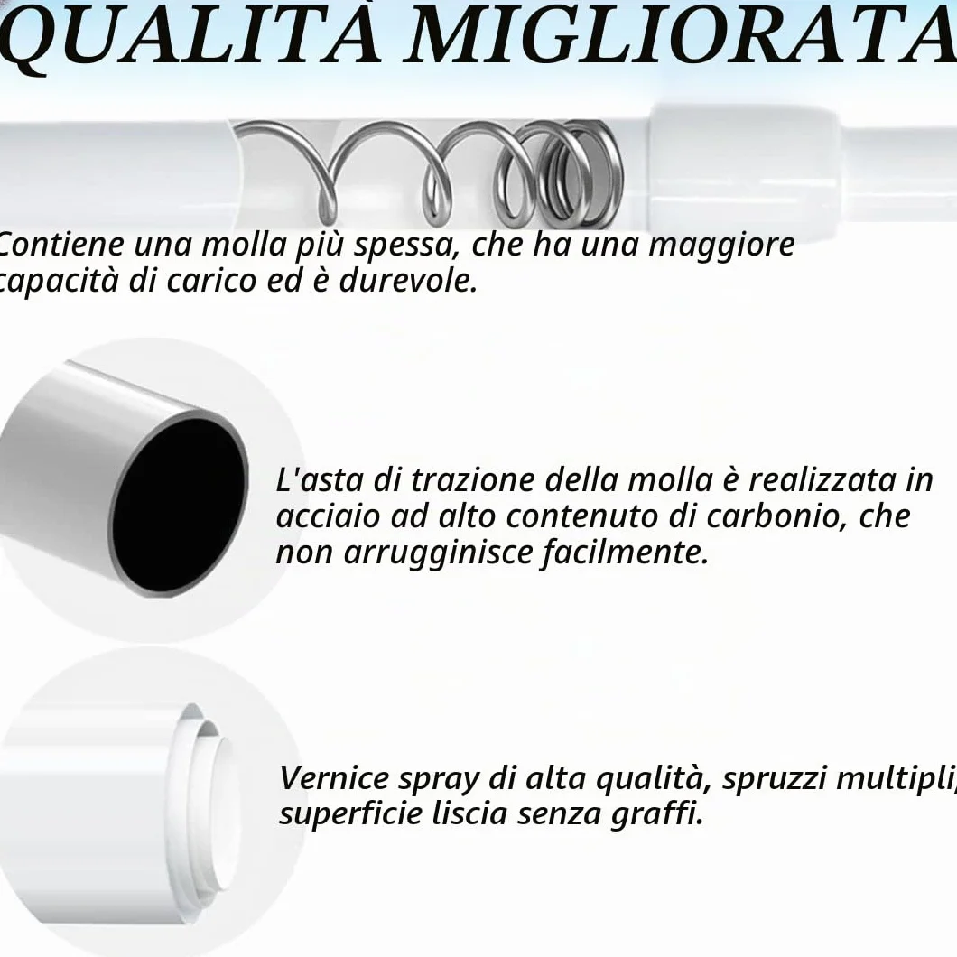 Aste per tende a pressione estendibili Bianco 30-45cm 2 unità