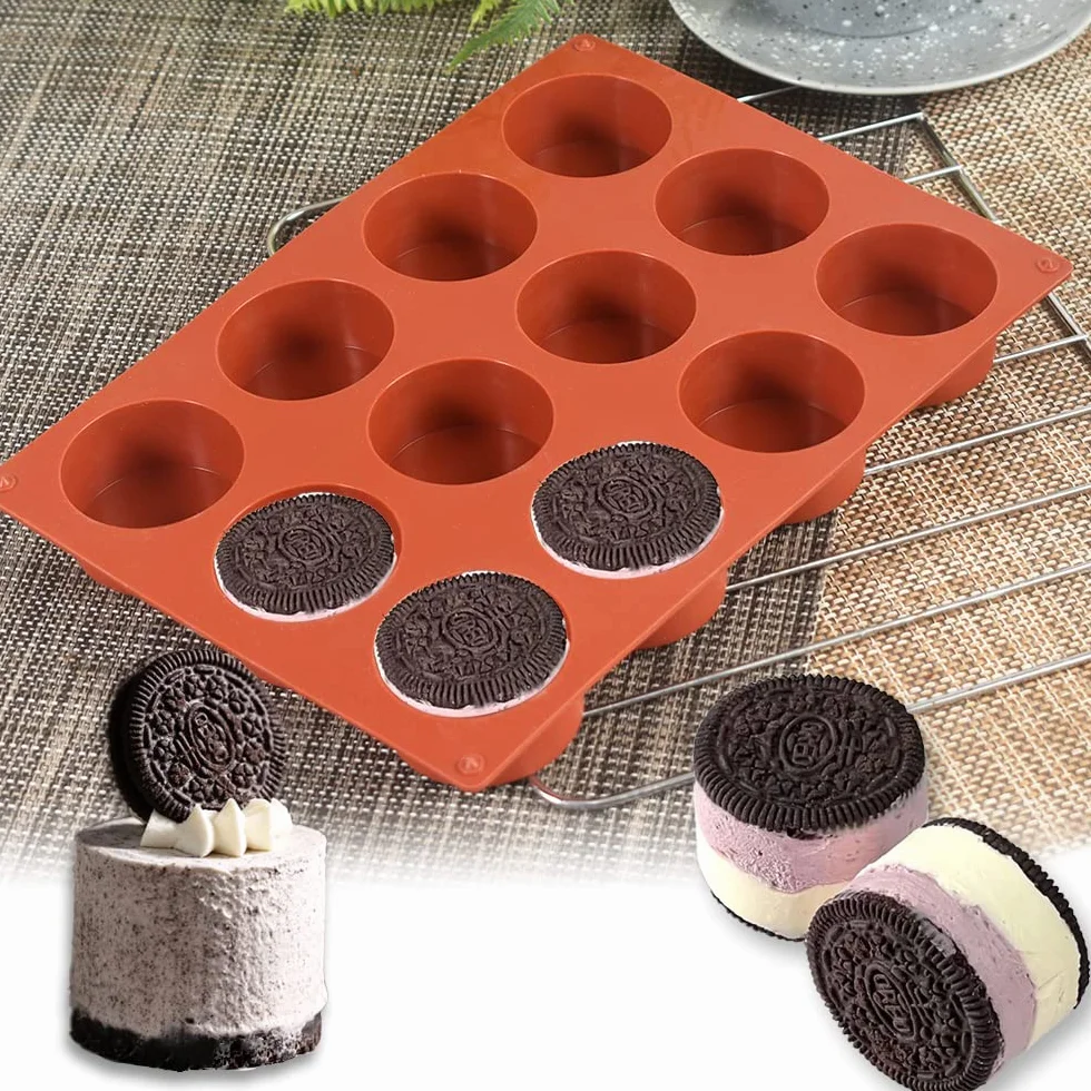 Newk Stampo cilindrico in silicone, 2 confezioni da 12 stampi cilindrici rotondi per torte pop, stampo per sapone, stampo per biscotti al cioccolato, bomba da bagno, cheesecake