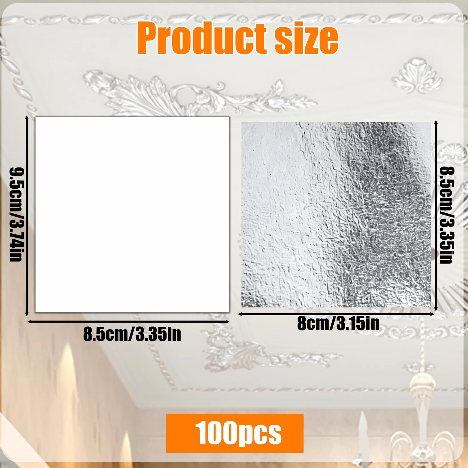 Foglie d’Argento 100 Pezzi 8x8,5 cm per Decorazioni Artigianali Fai-da-Te, Doratura, Progetti Artistici, Scrapbooking, Creazioni Resiniche e Decorazioni per Festa