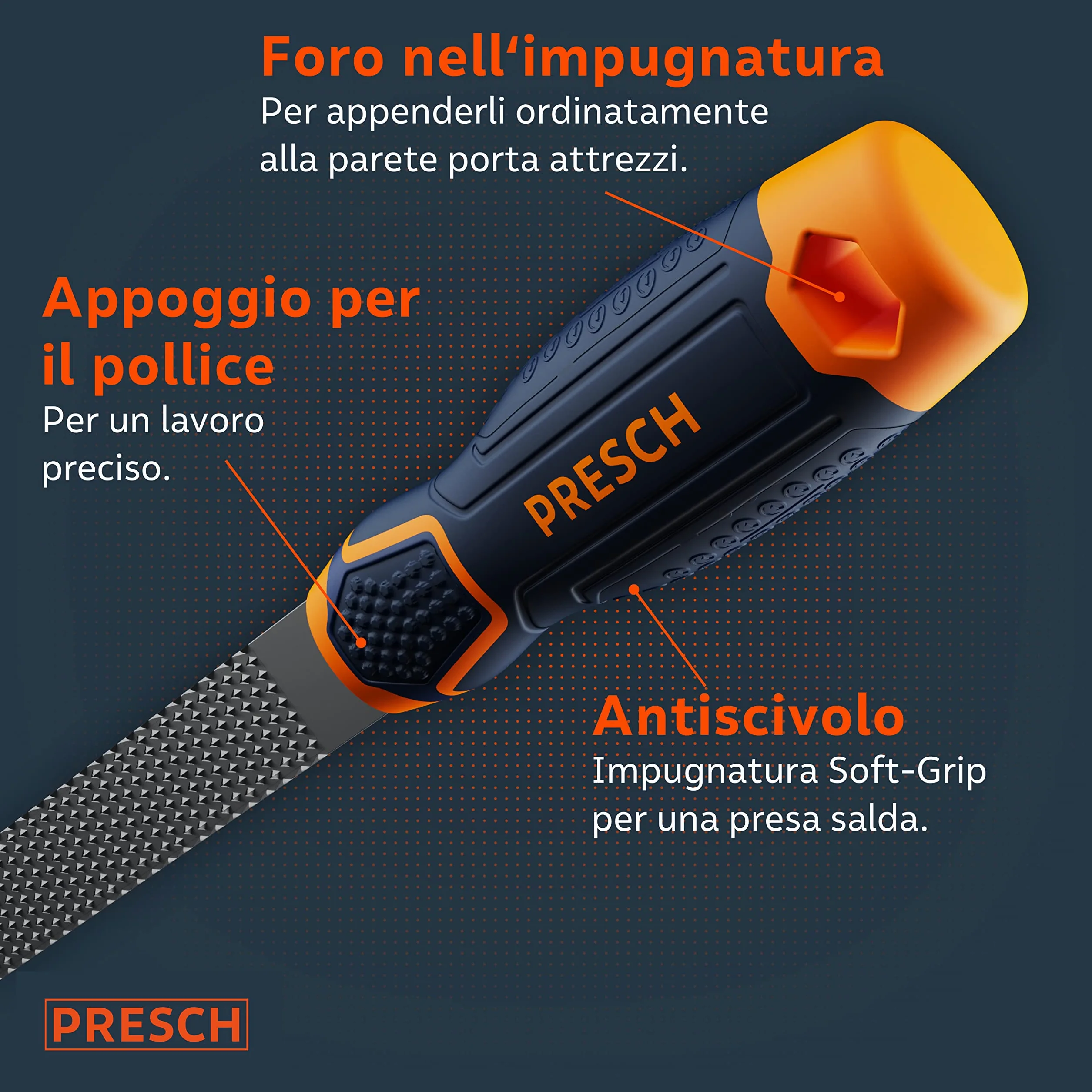 Presch Raspa per legno a testa piatta 200 mm - Raspa di alta qualità con taglio bilaterale H2 per la lavorazione di bordi puliti in legno duro o tenero - Lima per legno professionale