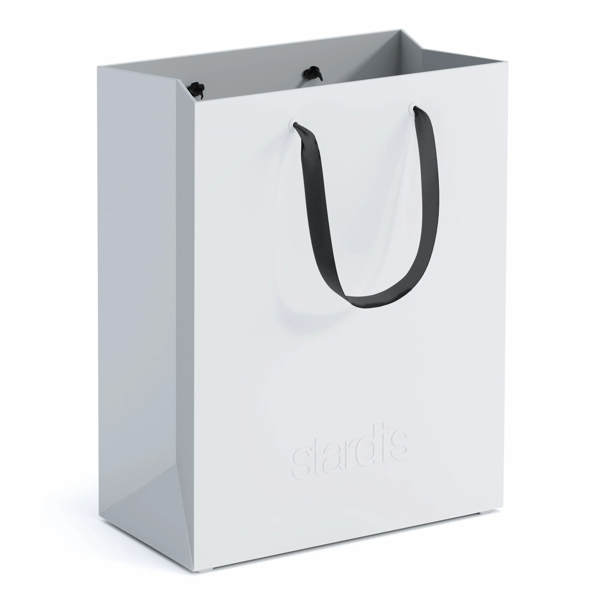binbox Quadrato Cestino per Carta e Rifiuti di Design con Maniglie per il Trasporto per Ufficio, Elegante Cestino Portatile e Compatto in Plastica Bianco Alpino