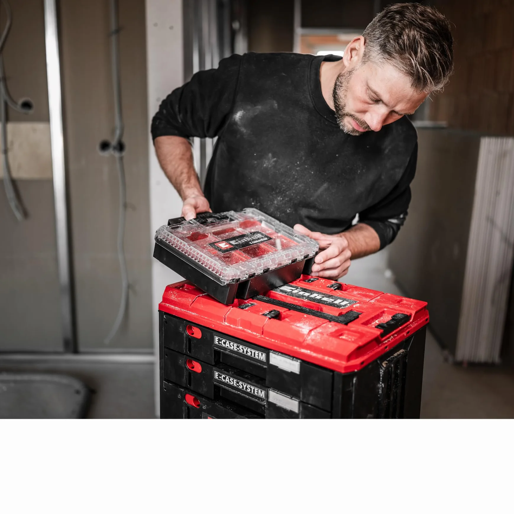 Einhell E-Case Cassettiera Originale 41,5x25x28 cm 60 kg 2 Cassetti 5,5 cm 1 Cassetto 12,5 cm