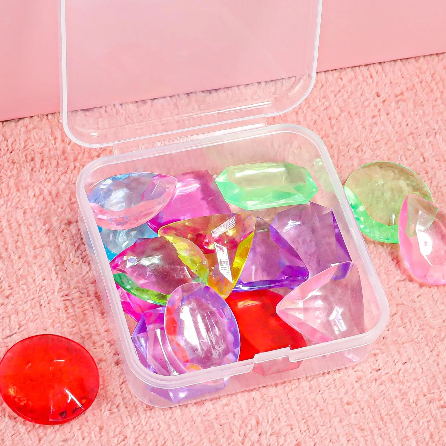 Scatole Plastica Trasparente con Coperchio 24 Pezzi 6.5x6.5x2cm Mini Porta Oggetti