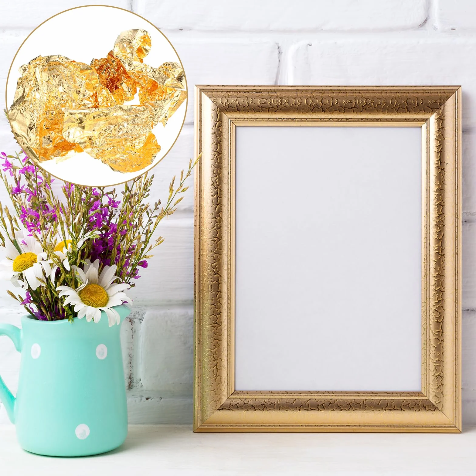 100 Fogli Foglia d'Oro d'Imitazione per Arte, Doratura Artigianale, Decorazione, 14 per 14 cm