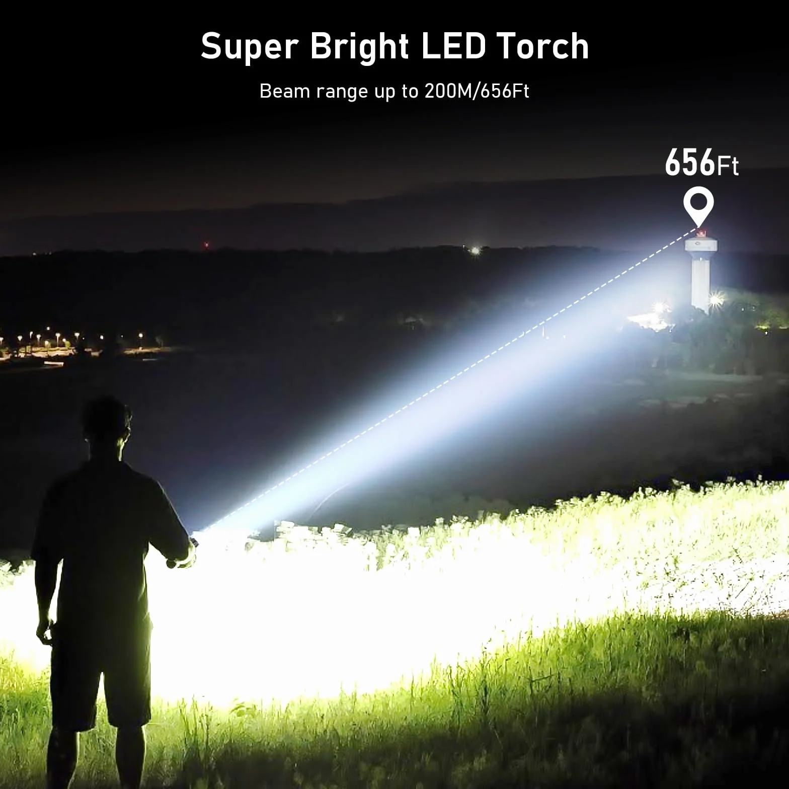 Blukar Torcia LED Ricaricabile IPX6 Impermeabile Zoomabile 5 Modalità Illuminazione