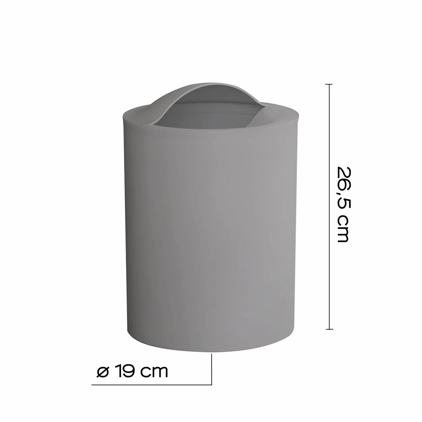 GEDY G-Eye Gettacarta Grigio, Misure e Peso Cestino Bagno: 26,5X19X19 CM & 0,25 kg, Realizzato in Resine Termoplastiche, Pattumiera Bagno Design R&S Gedy 100% Made in Italy, 2 Anni di Garanzia