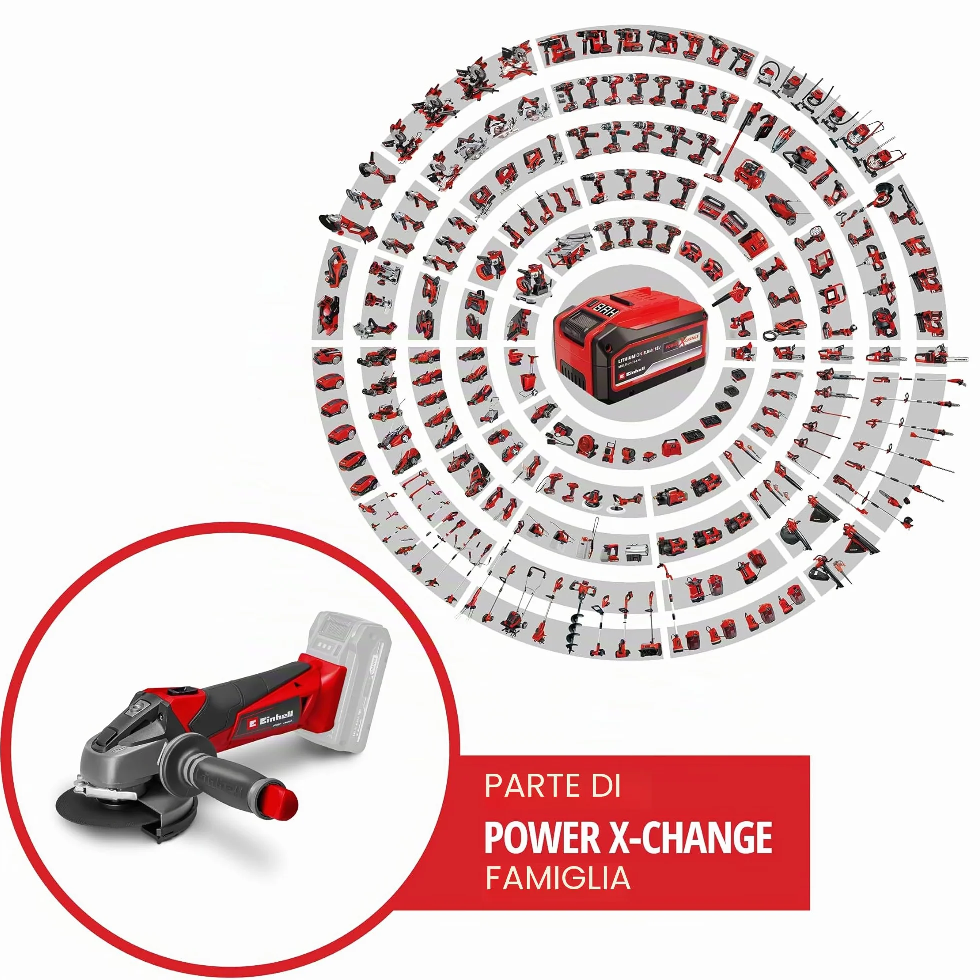 Einhell Smerigliatrice angolare a batteria TE-AG 18/115 Li-Solo Power X-Change (18 V, 115 mm diametro disco, 28 mm profondità taglio, soft start, senza disco, senza batteria)