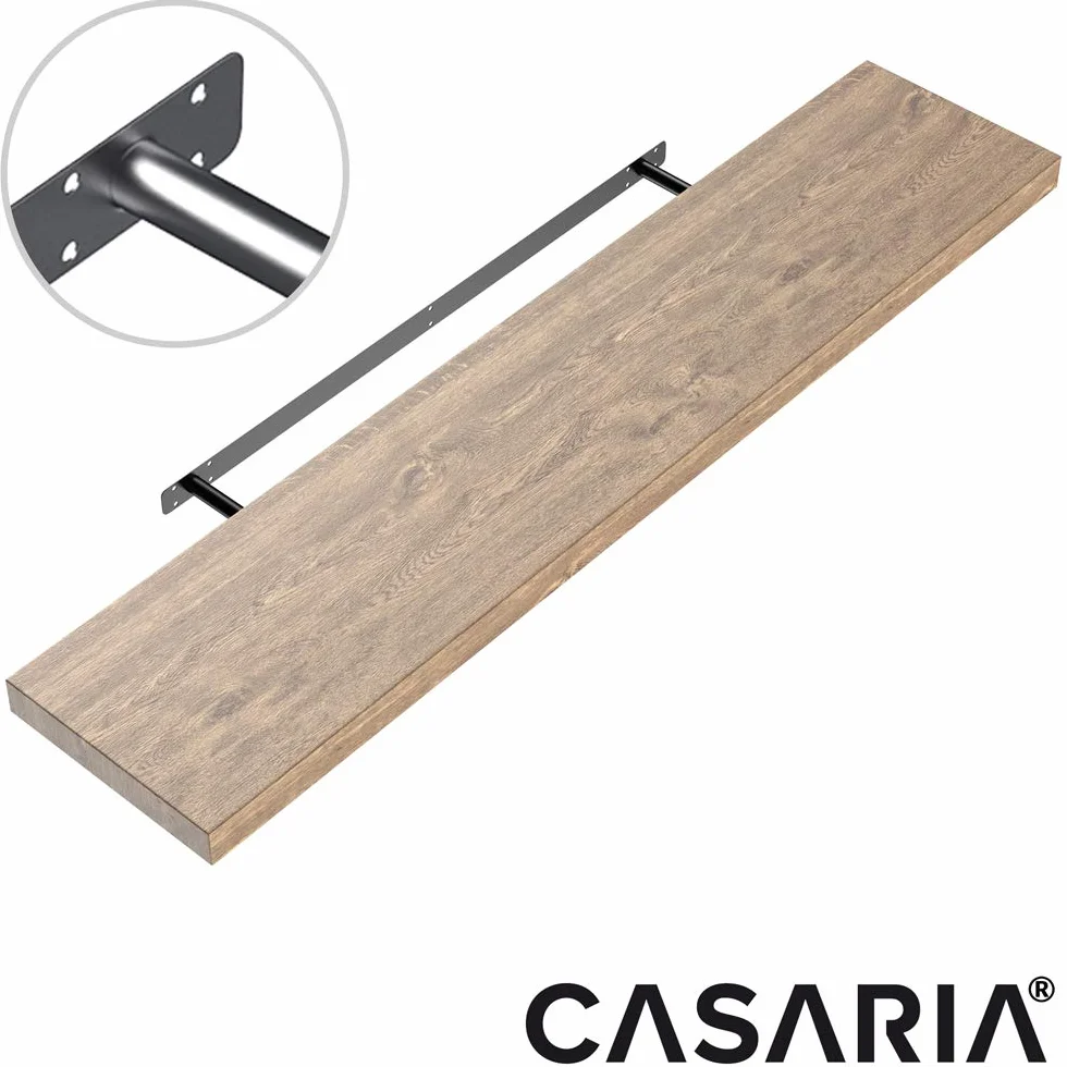 Casaria Mensola da Parete Legno 110cm Supporto 50-110cm Pensile 15kg Cucina Libreria Quercia Scura