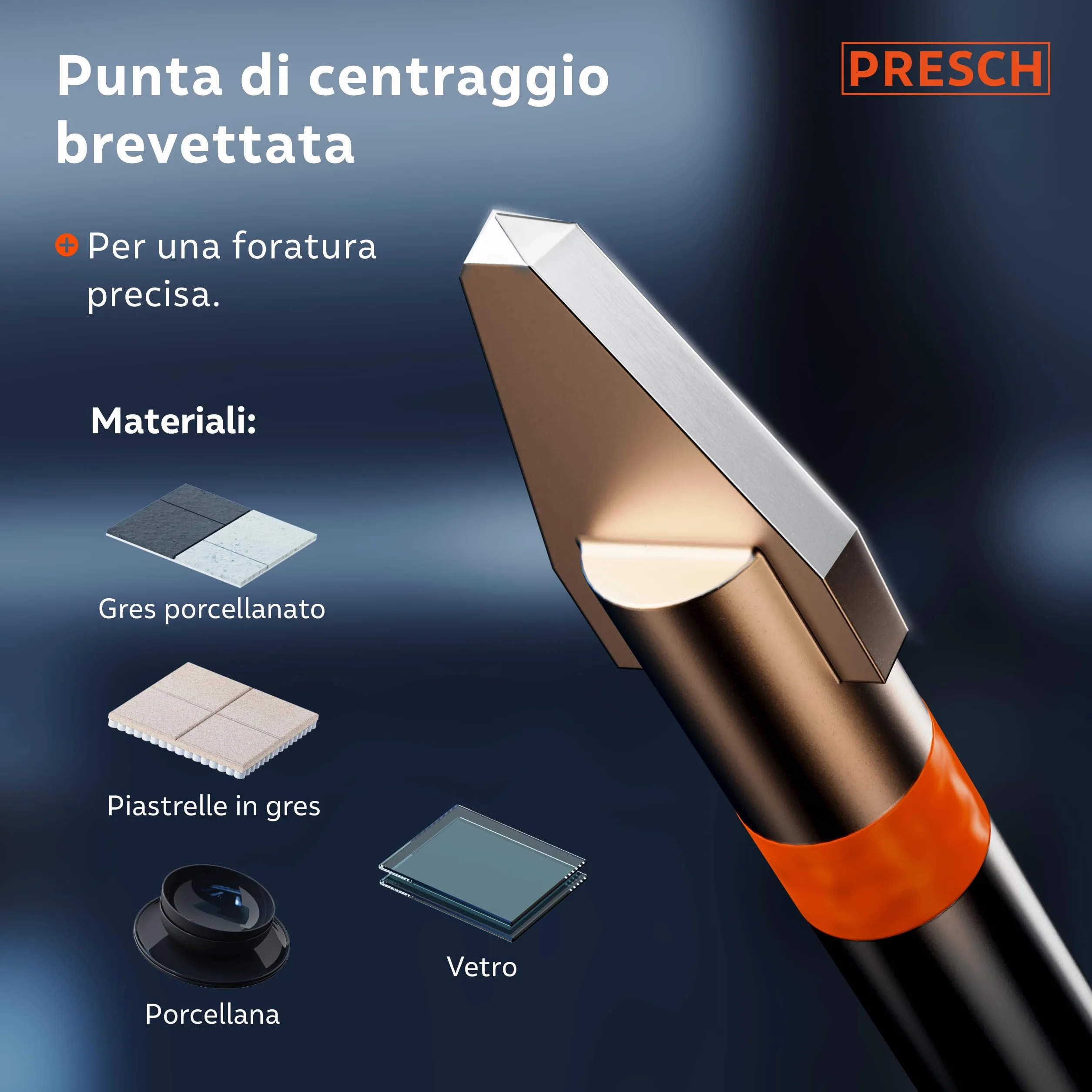 Presch Punta per Piastrelle Ø 6mm | Punta Speciale per Piastrelle Dure, Ceramica, Vetro e Porcellana | Scatola Inclusa