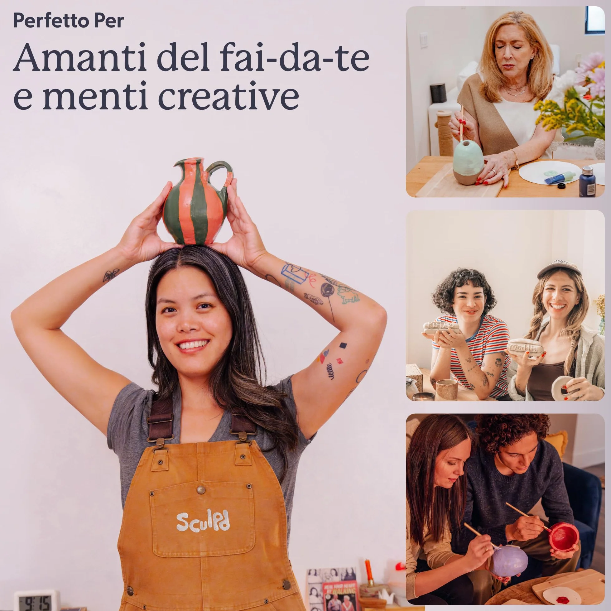 Sculpd Kit di ceramica per principianti con argilla ad asciugatura rapida, set di vernice e strumenti