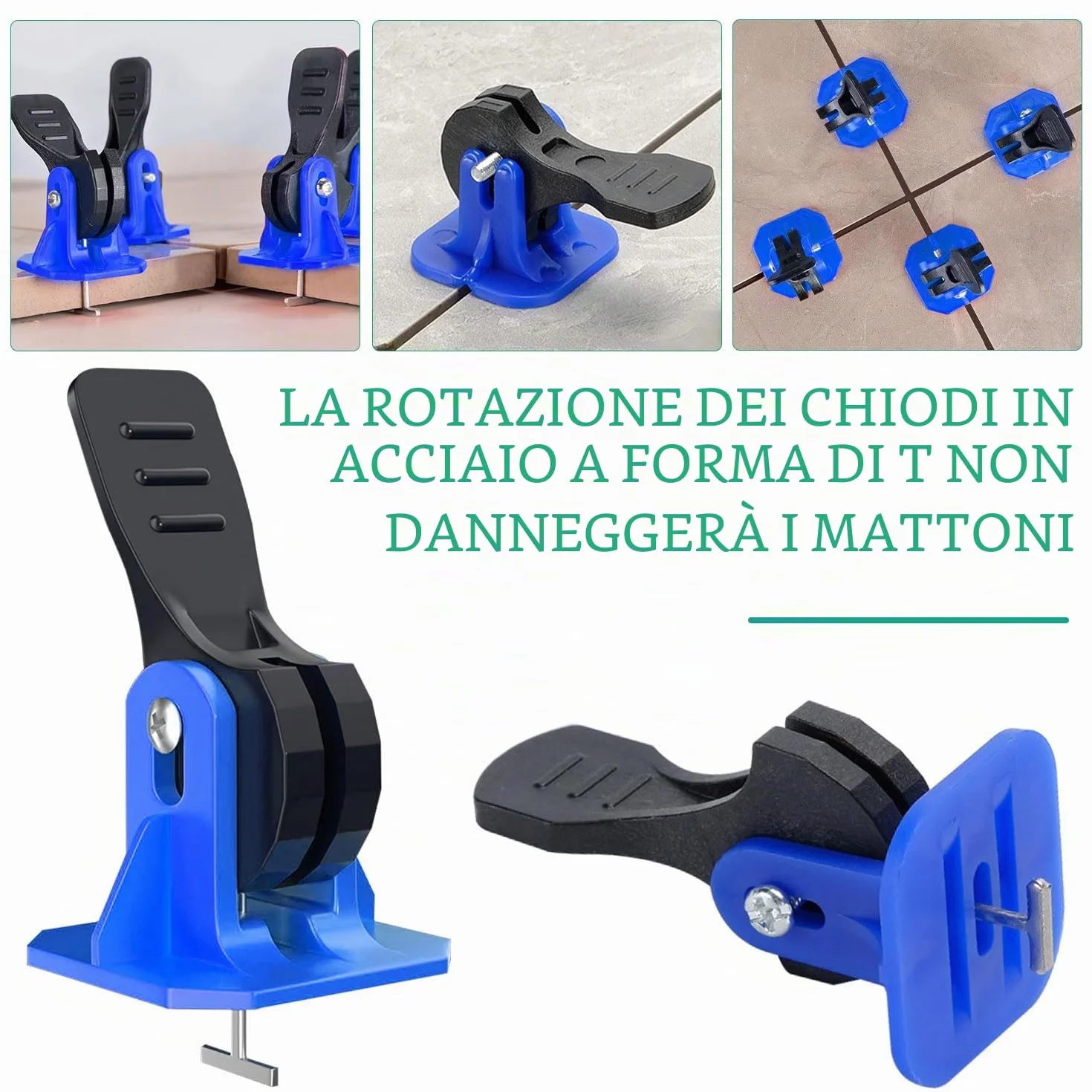 100 Pezzi Riutilizzabili Livellatori per Piastrelle 2mm, Blu Kit Sistema di Livellamento per Piastrelle, 100 Livellamento Regolatore per Pavimenti Dell'edificio