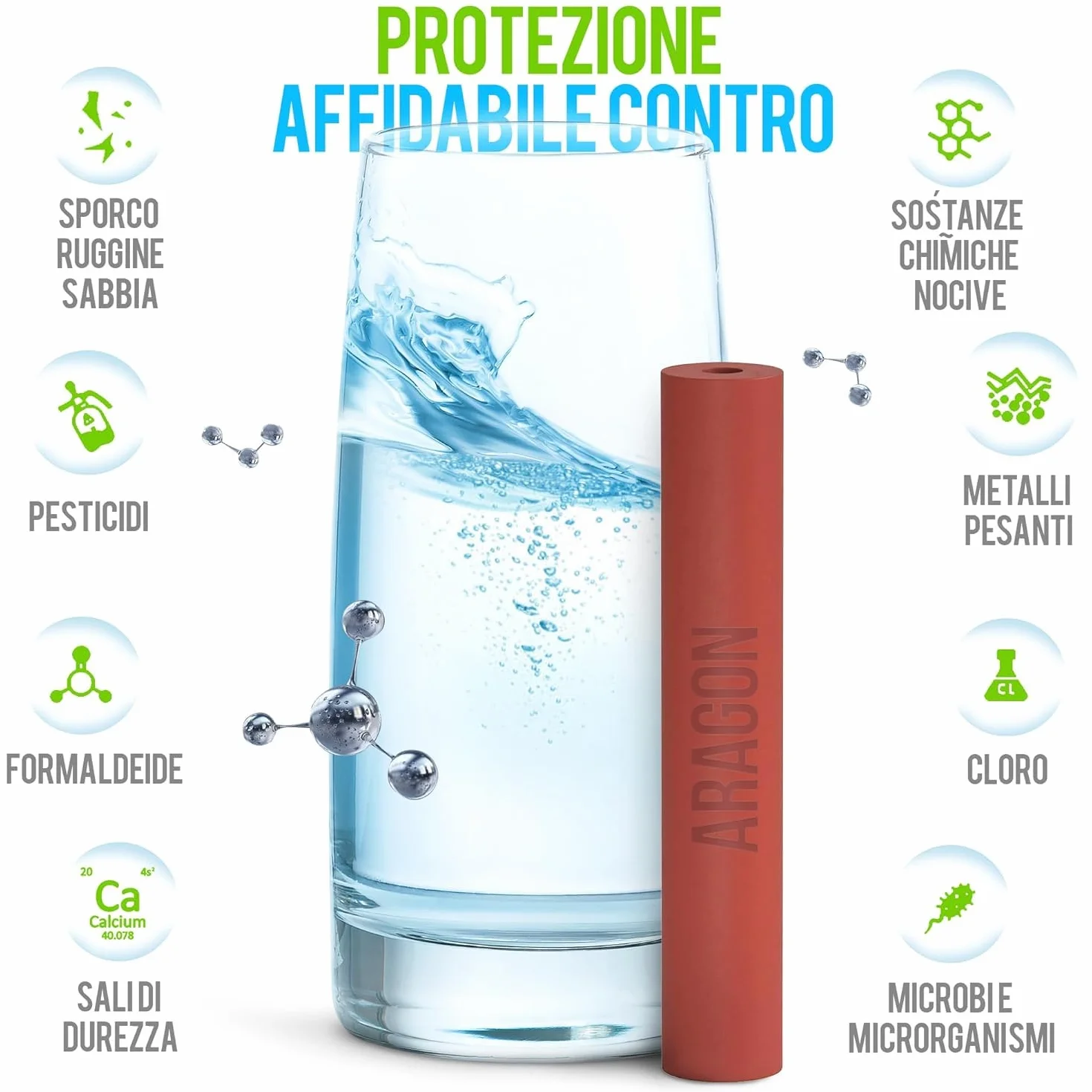 GEYSER EURO (3000L) Filtro acqua rubinetto con esclusivo sistema a cartuccia Aragón, riduce metalli, cloro, batteri e pesticidi, depuratore acqua domestico (1 Cartuccia Inclusa)