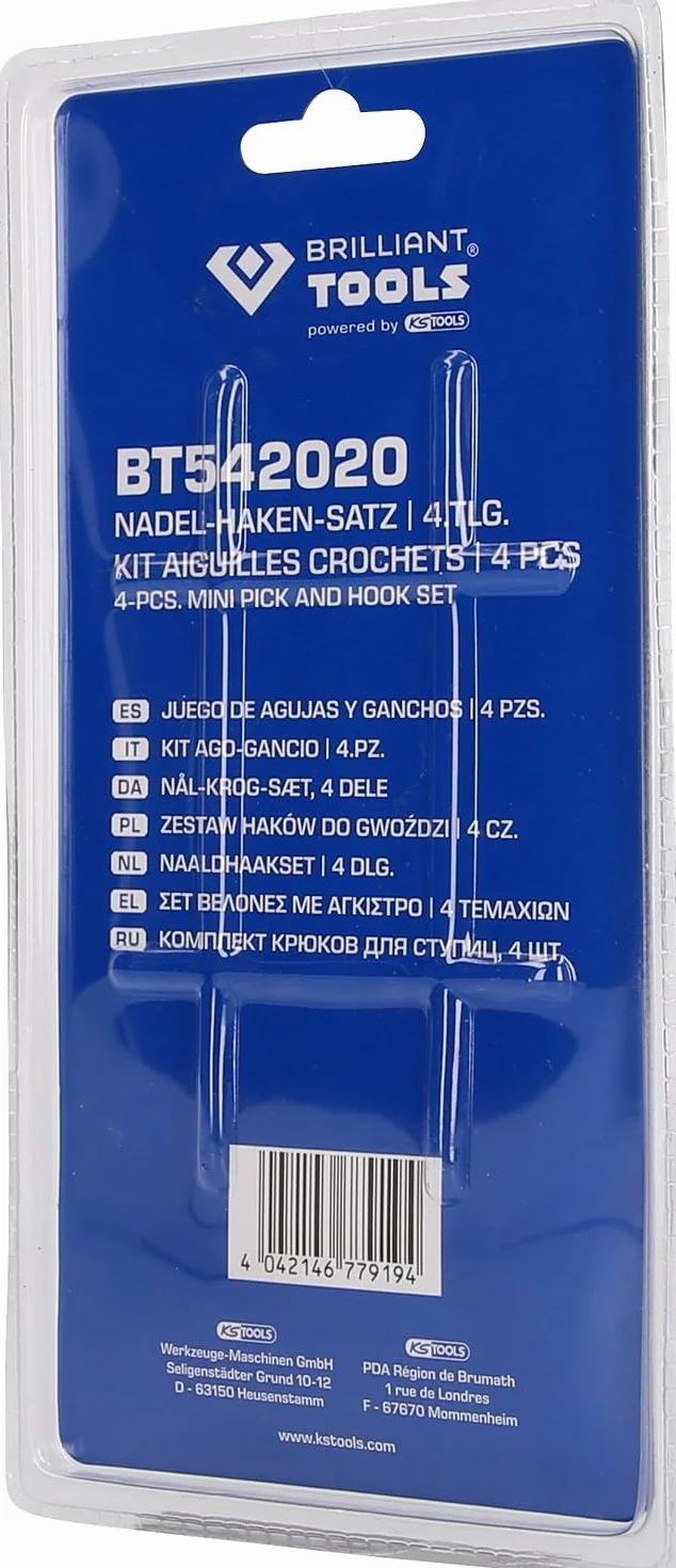 BRILLIANT TOOLS BT542020 Kit ago-gancio, 4. pz [Powered by KS TOOLS]