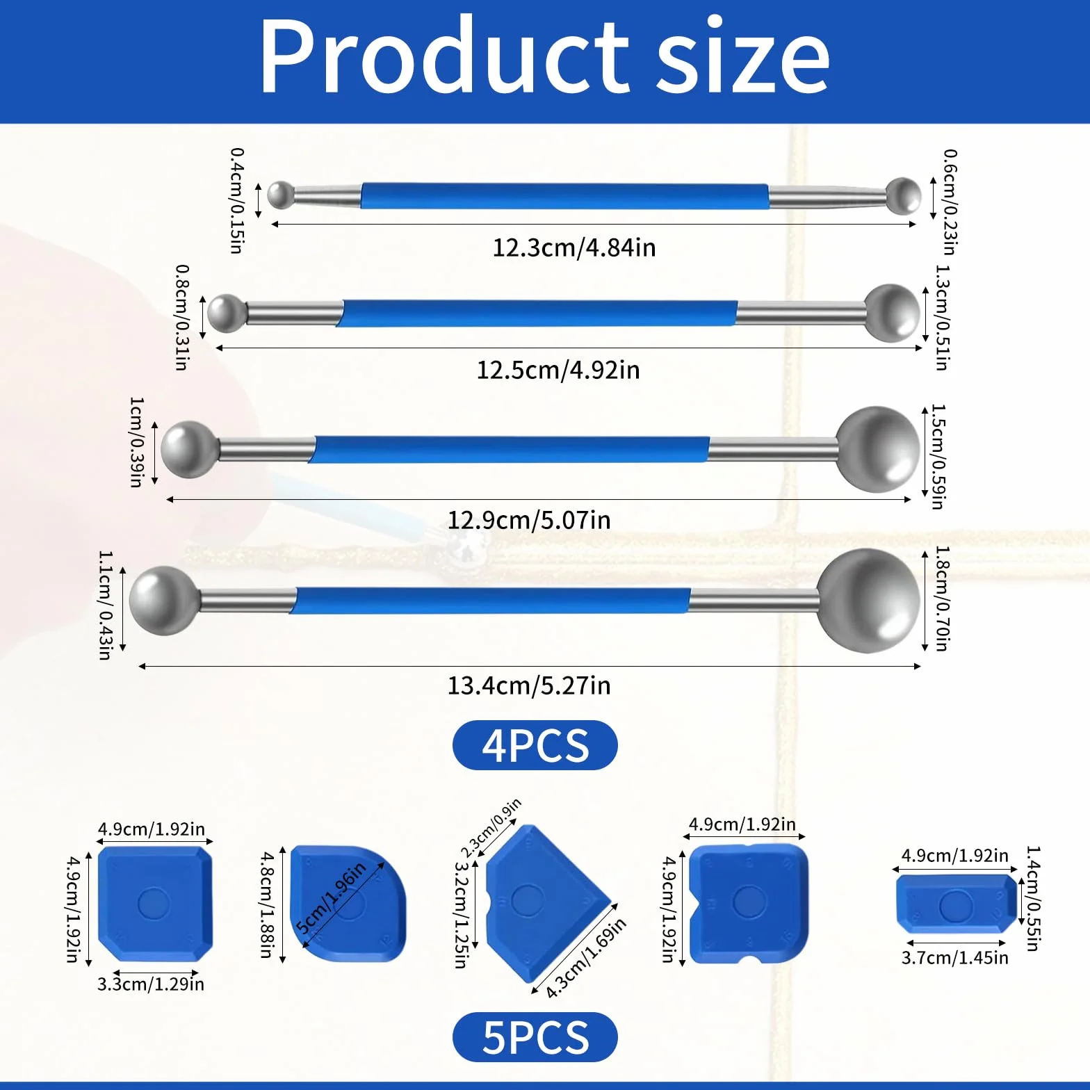 Set attrezzi per stuccatura 9 pezzi kit sigillante silicone con 4 tiralinee a sfera in metallo e 5 spatole in silicone diverse forme per fughe piastrelle bagno cucina fai da te riparazioni