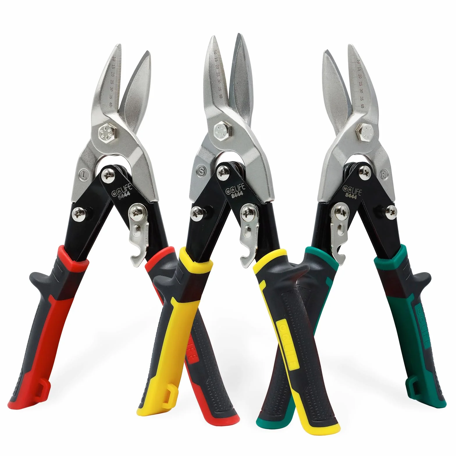 CCLIFE Cesoia per Lamiera CR-MO Aviation Snips Doppia Leva dal Taglio Dritto Sinistro e Destro e dritto 45mm