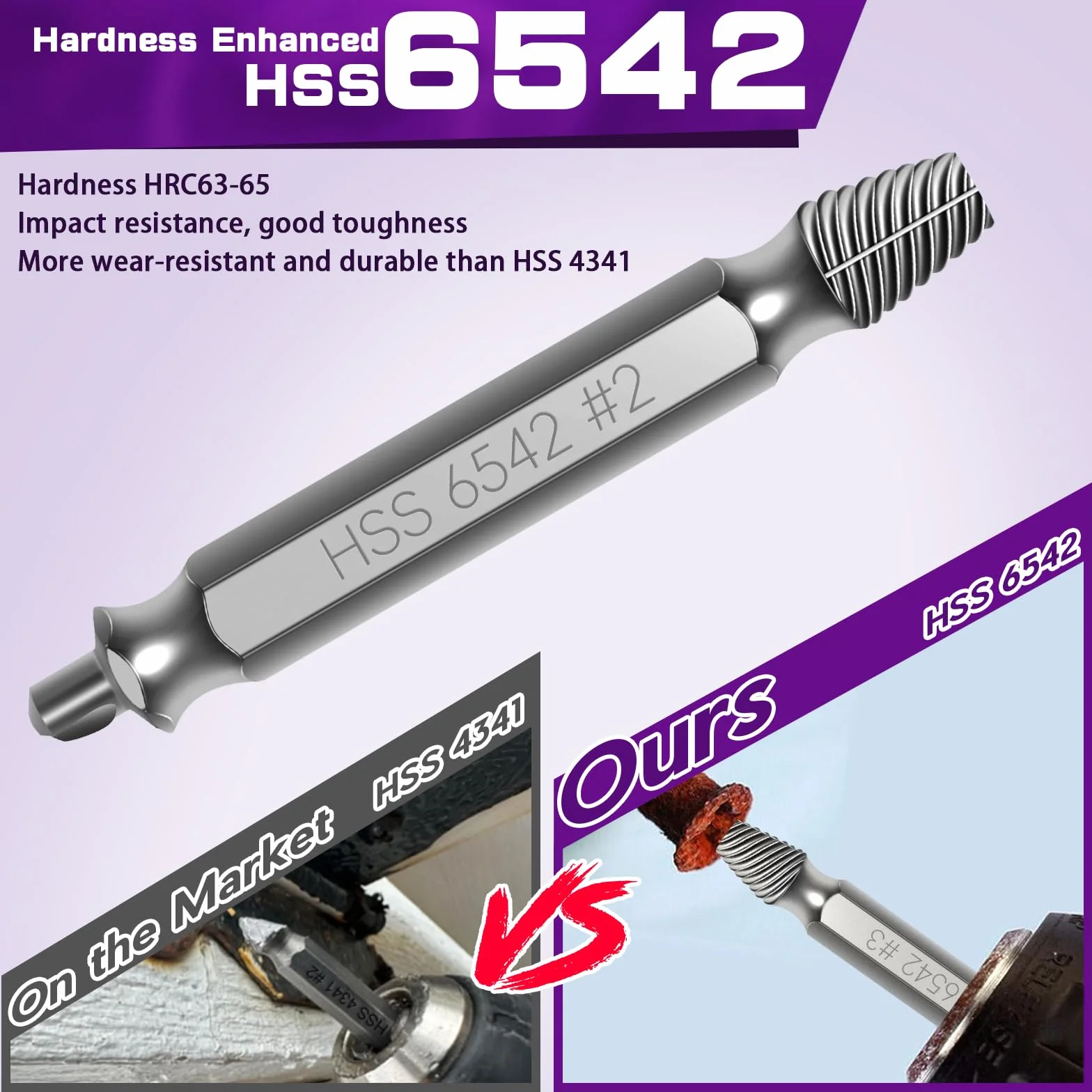 9 Pcs Estrattori Viti Danneggiate, Modello HSS 6542, Durezza 63-65 HRC, YURINWOO Estrattore Vit i Spanate, Dispositivo Di Rimozione Bullone Rotto per Viti Danneggiate, Rotte o Strippate