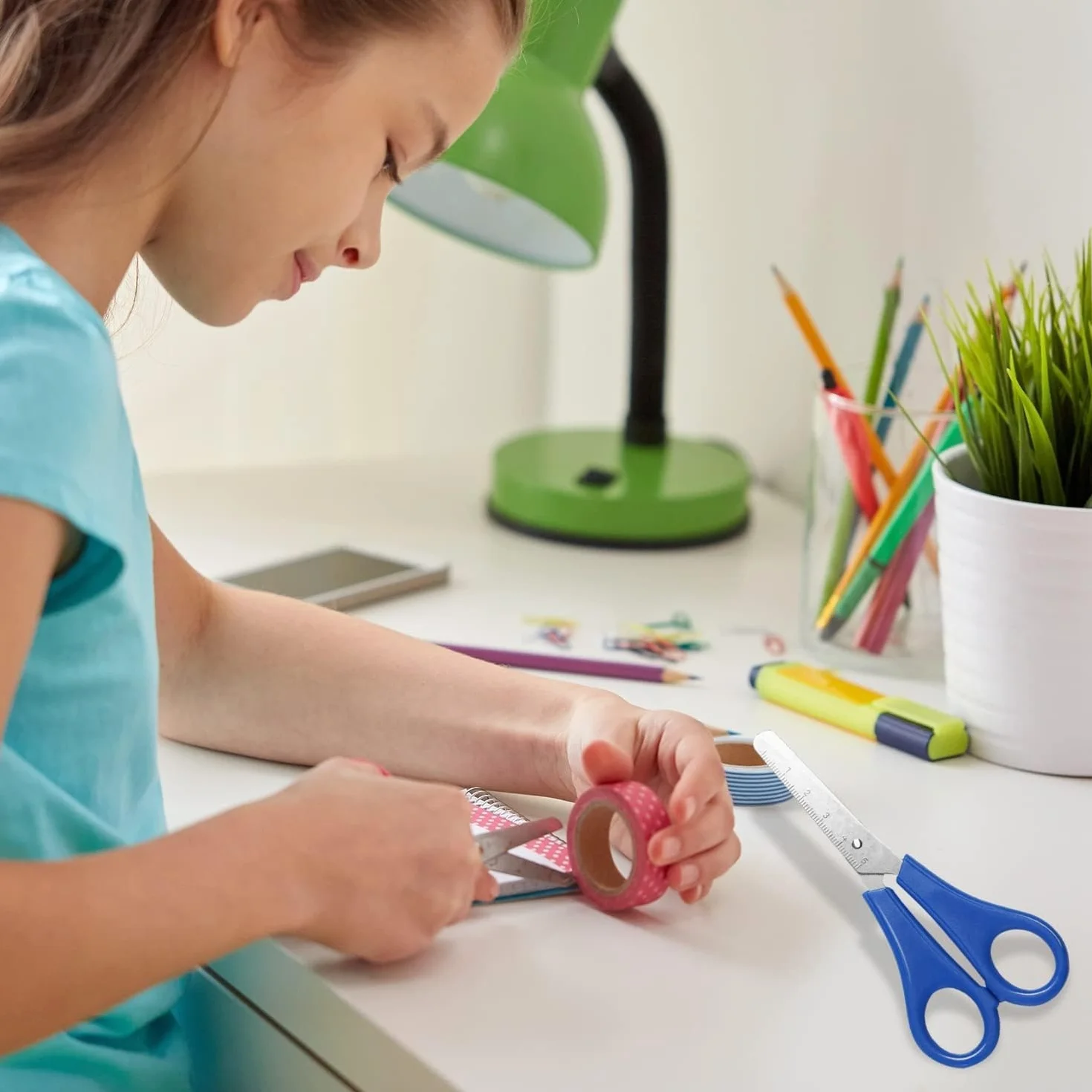 Forbici Sicurezza Bambini 10 Pezzi 5 Pollici, Punta Arrotondata, Impugnatura Morbida, Colorate per Scuola e Scrapbooking