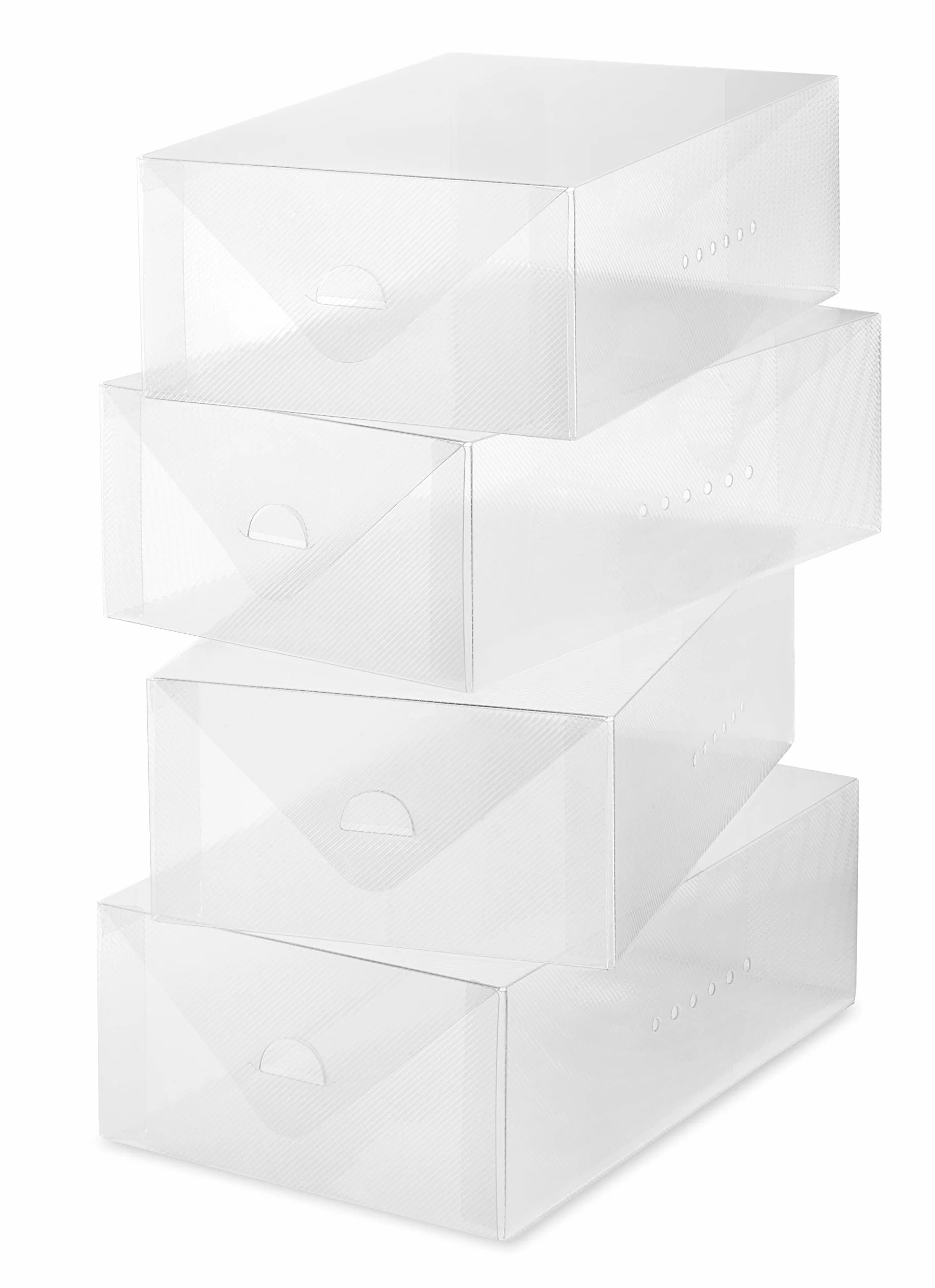 Whitmor Clear Vue - Set di 4 scatole per scarpe da donna, colore bianco, set da 4