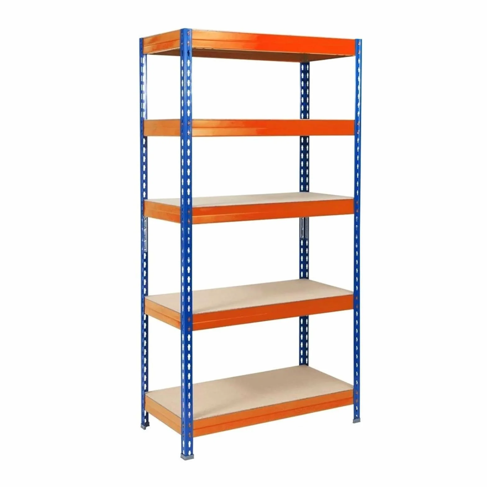 KARAT Scaffali Robusti | Scaffale Incastrato, Montaggio Senza Utensili | Scaffalature per Carichi Pesanti | Scaffalatura per Negozio e Garage | Scaffalatura da Officina Modulabile (Blu-Arancio 220 x
