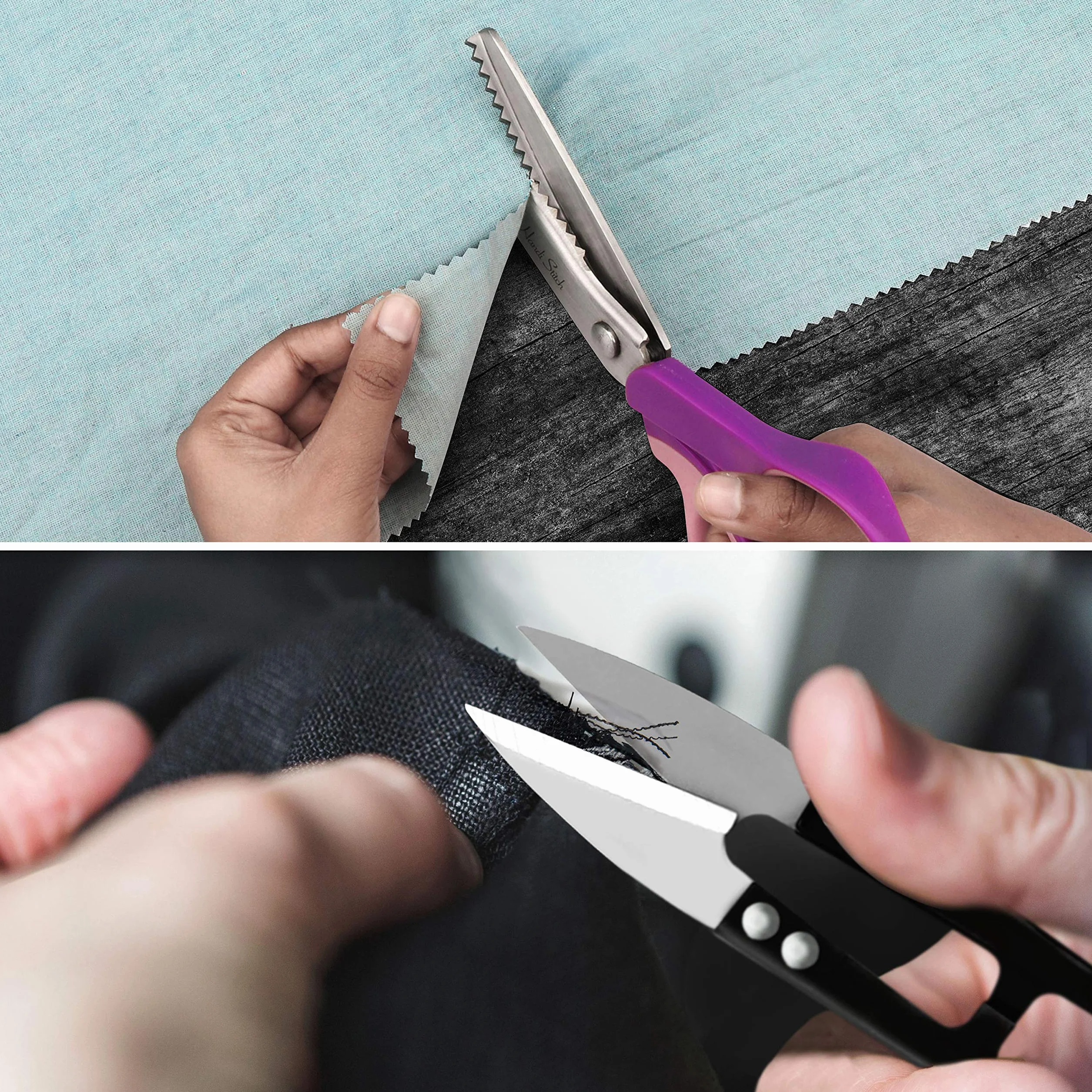 HANDI STICH Forbici Zig Zag per Stoffa - Forbici a Zig Zag per Tessuti da Sarta - Lunghezza 23 cm - 30 Denti da 5 mm da Cucito e Sartoria - Acciaio Inox - Rosa