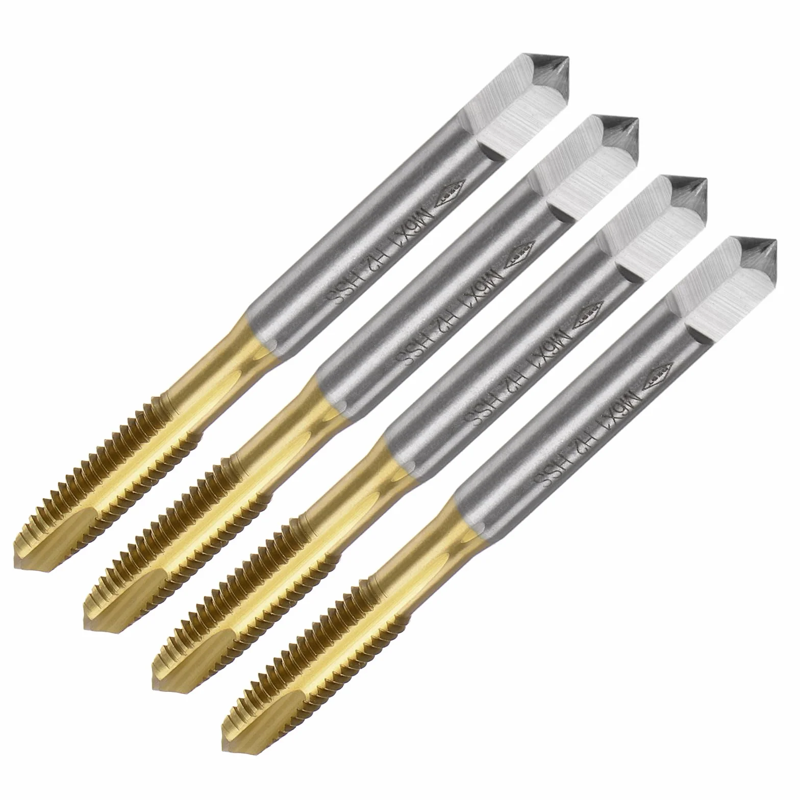 QUARKZMAN 4pz Maschi Spirale Punto Inserimento, Maschio Filettatore Metrico M6 x 1, Acciaio Alta Velocità Rivestito Titanio 6542, Utensile Riparazione Filettatura e Maschiatura