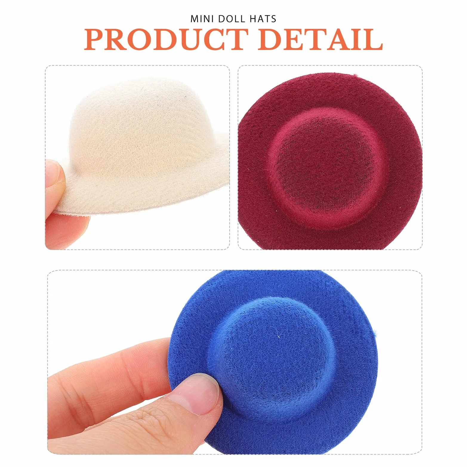 GARVALON 15 Pezzi Mini Cappelli Decorativi per Bambole, Accessori in Stoffa Facili da Installare, per Casa delle Bambole e attività Manuali