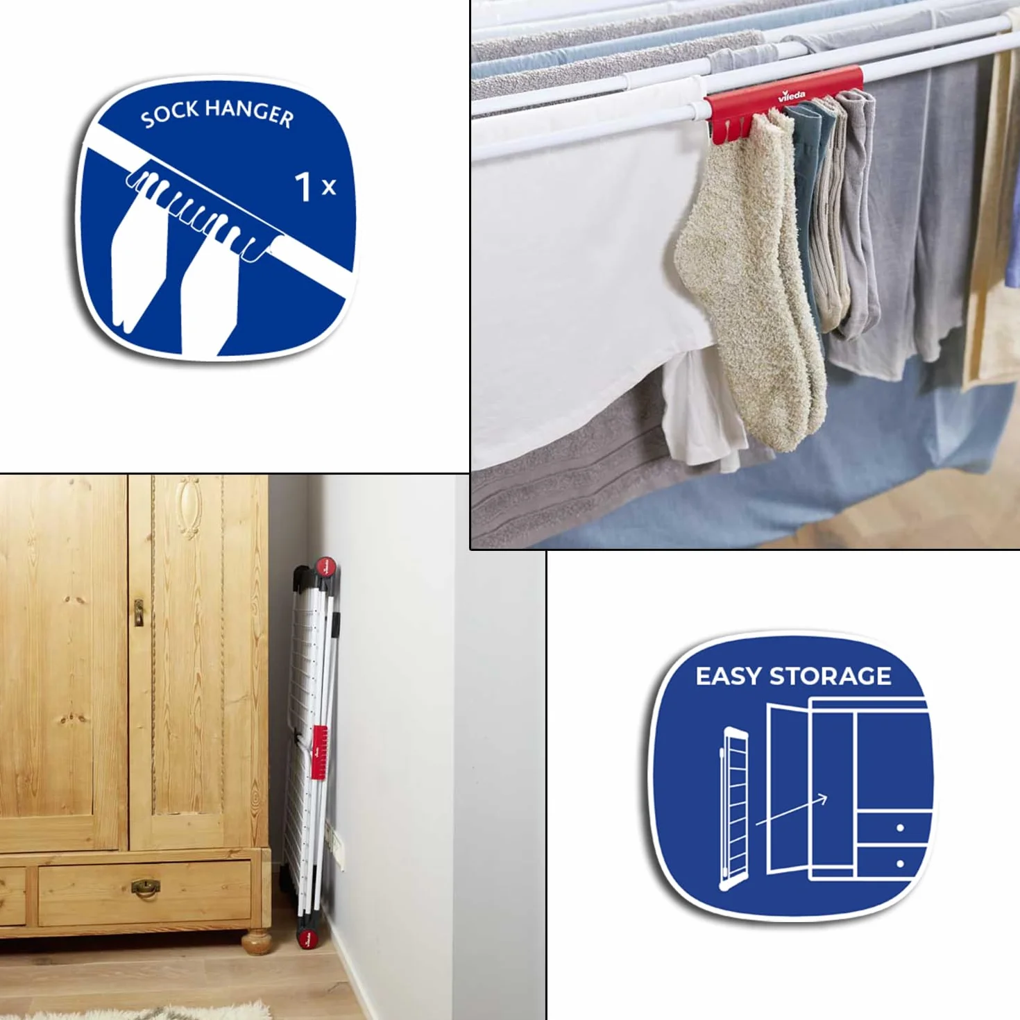 Vileda Infinity Flex XXL Stendibiancheria, Aste telescopiche Estendibili, Stendibiancheria Già Montato, Bianco