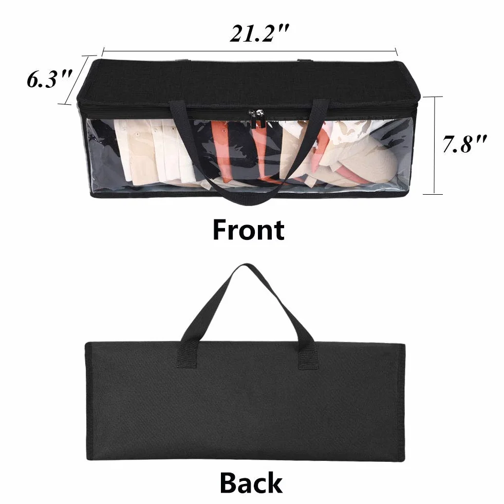organizer per cappelli da baseball, borsa per berretti da baseball, plastica trasparente, manici neri e chiusura a cerniera, resistente alla polvere, 50 cmx15.8 cmx15.8 cmx18.8 cm (nero)