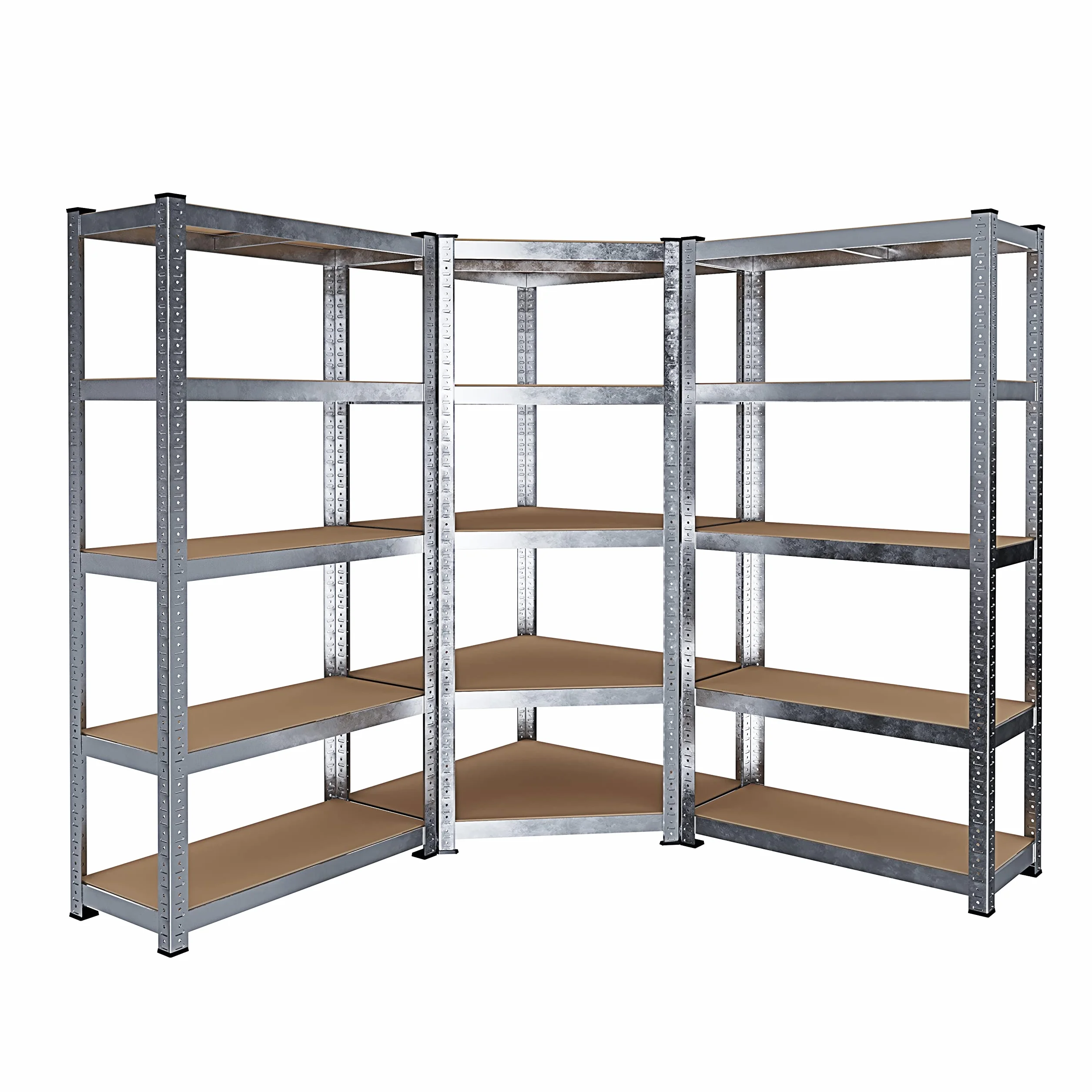 Scaffale Metallo E Legno MDF Ad Alta Portata Carico Pesante Fino a 875 kg 5 Ripiani Regolabili Garage Officina Cantina Capannone Magazzino Design Modulare 180 x 90 x 40 cm (1 Angolare + 2 Singoli)