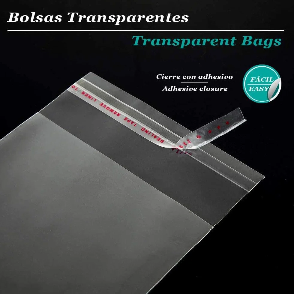 RUBY Buste trasparenti in cellophane con chiusura adesiva, 200 pezzi, 6 x 10 cm