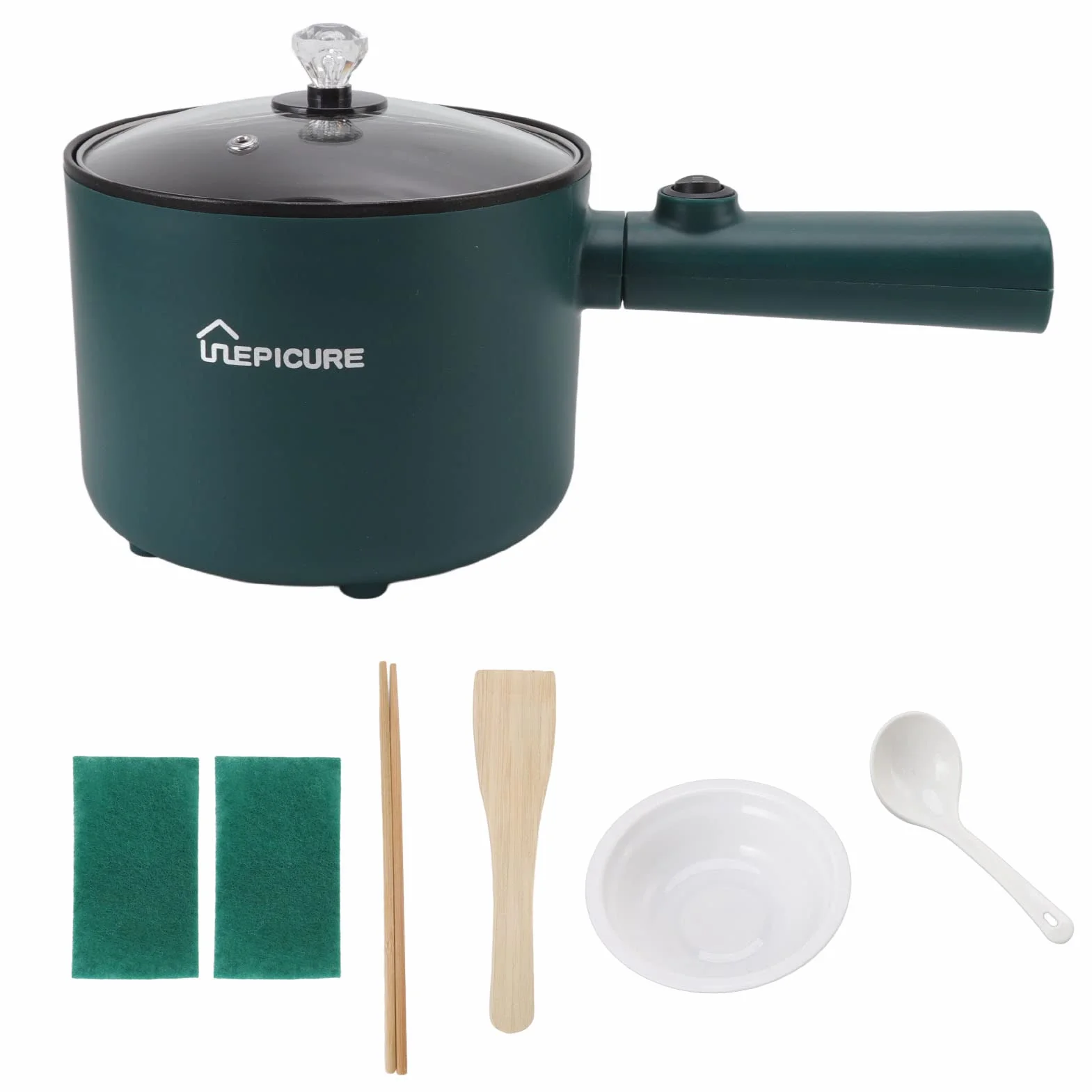 Pentola Calda Elettrica Pentola A Vapore 1.8L Multifunzionale Padella Antiaderente Dormitorio Ufficio Portatile Ramen Fornello A Vapore Adatto per Noodles Bistecca Fornello Uova Mescolare Friggere