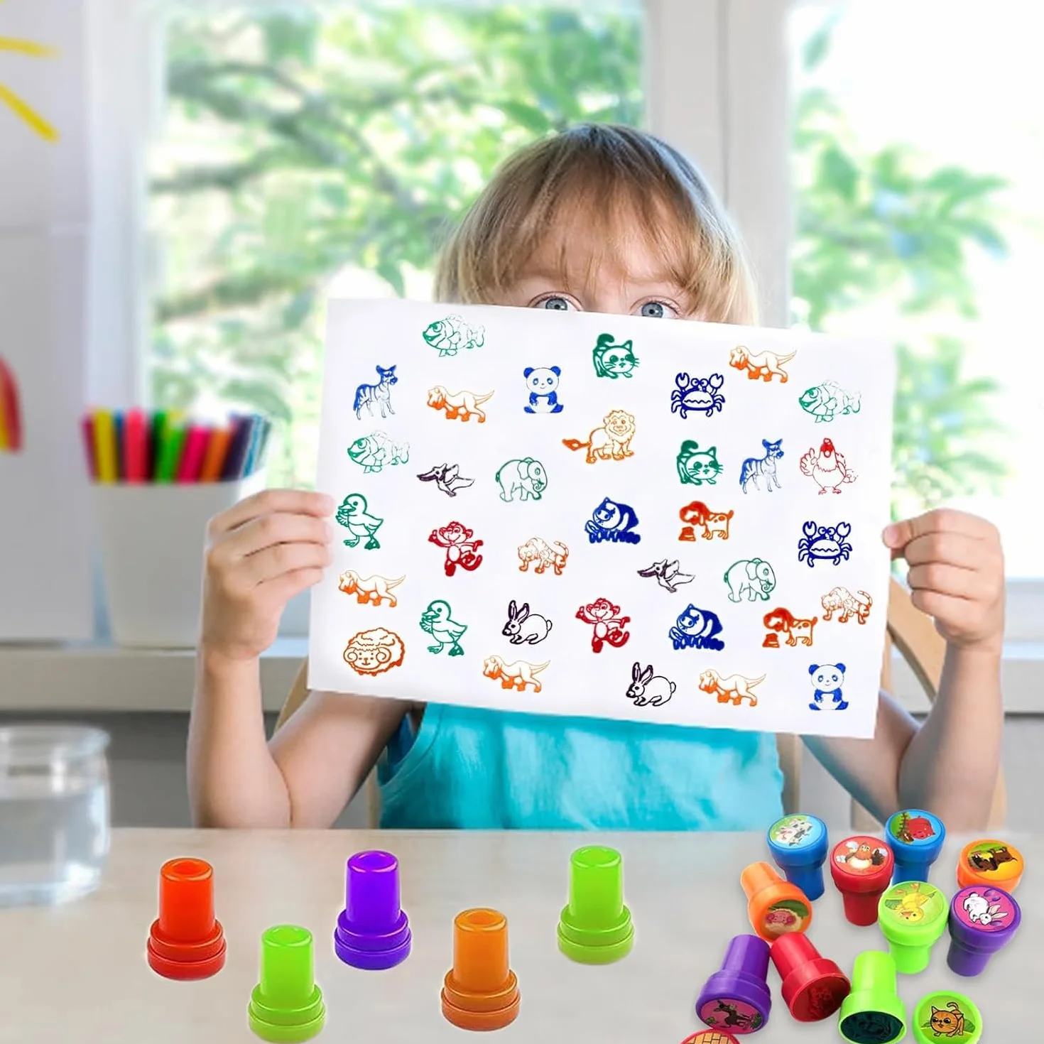 40 Pezzi Timbri Autoinchiostranti per Bambini,Cartoni Animati Kit Set di Strumenti Auto Inchiostrazione Timbri, Adatto per Ricompense Scolastiche, Compleanno e Natale, Scrapbooking e Album
