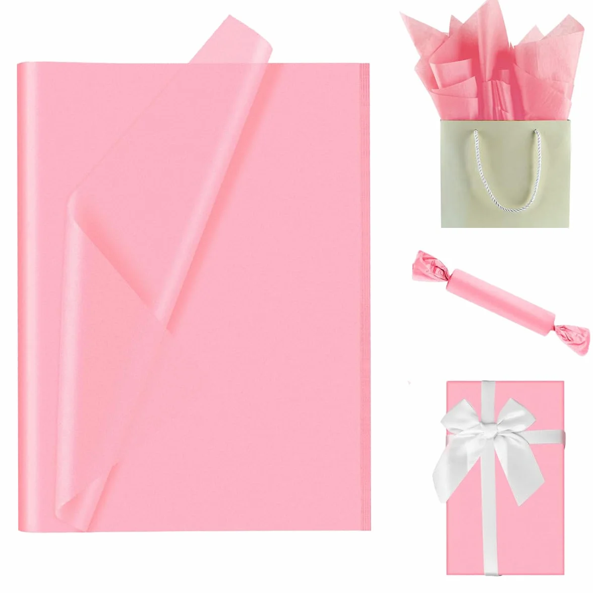 50 fogli di carta velina rosa, 70 x 50 cm, carta velina per confezioni regalo, riempitivo natalizio, fiori, arte, artigianato, fai da te, compleanno, matrimonio, decorazione regalo