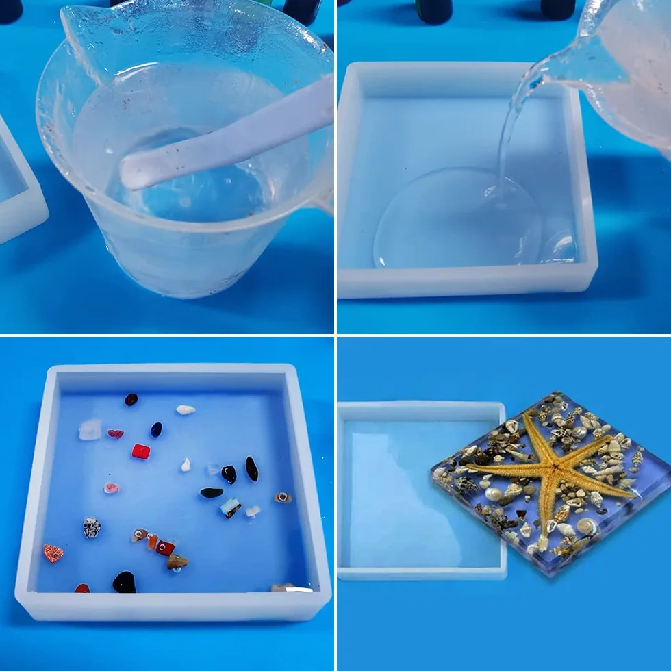 FineGood - 11 stampi in resina epossidica, in silicone, forma quadrata a sfera, per creare fiori, per conservare gioielli e sapone